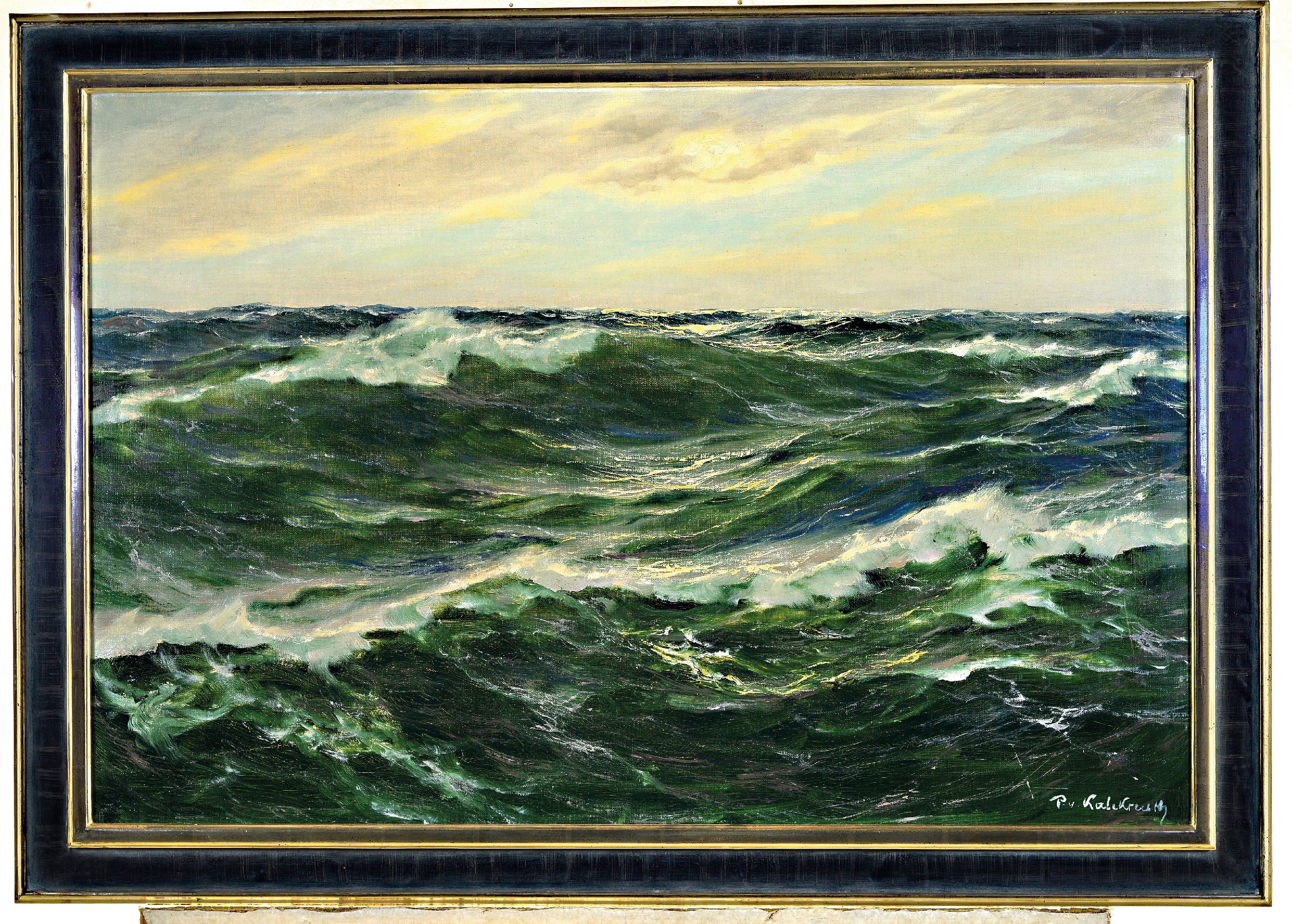Detail k: Patrick von Kalckreuth, 1892 Kiel-1970 Starnberg, Meereswellen, bewegte See, Öl/Lwd, rechts unten sign., ca. 60x90cm, R. ca. 70x100cm