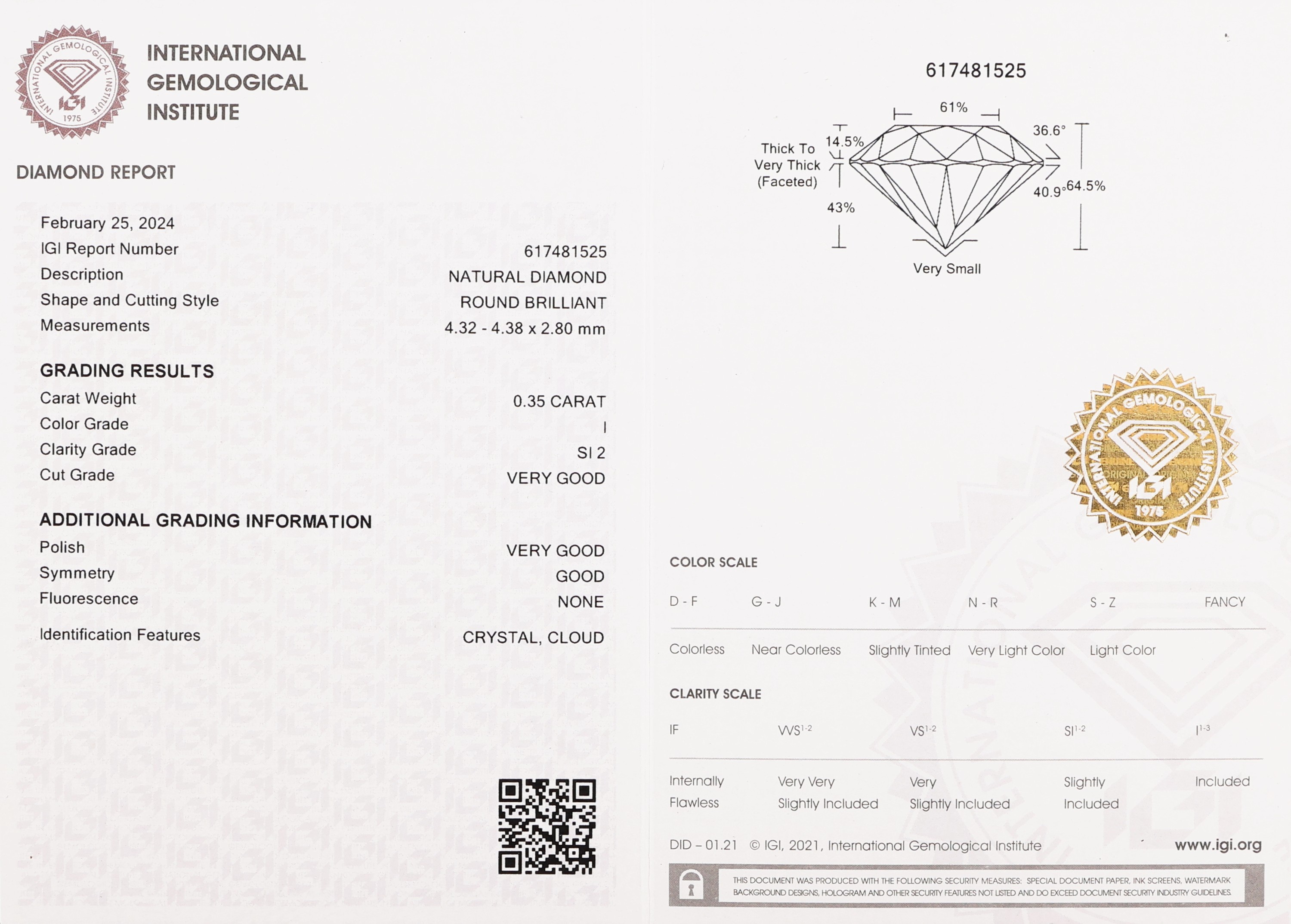 Detail a: Paar 14 kt Gold Brillant-Ohrstecker, RoseG 585/000, 1 Brillant 0.35 ct feines Weiß(G)/ si3, AIG-Expertise anbei, und 1 Brillant 0.35 ct ...