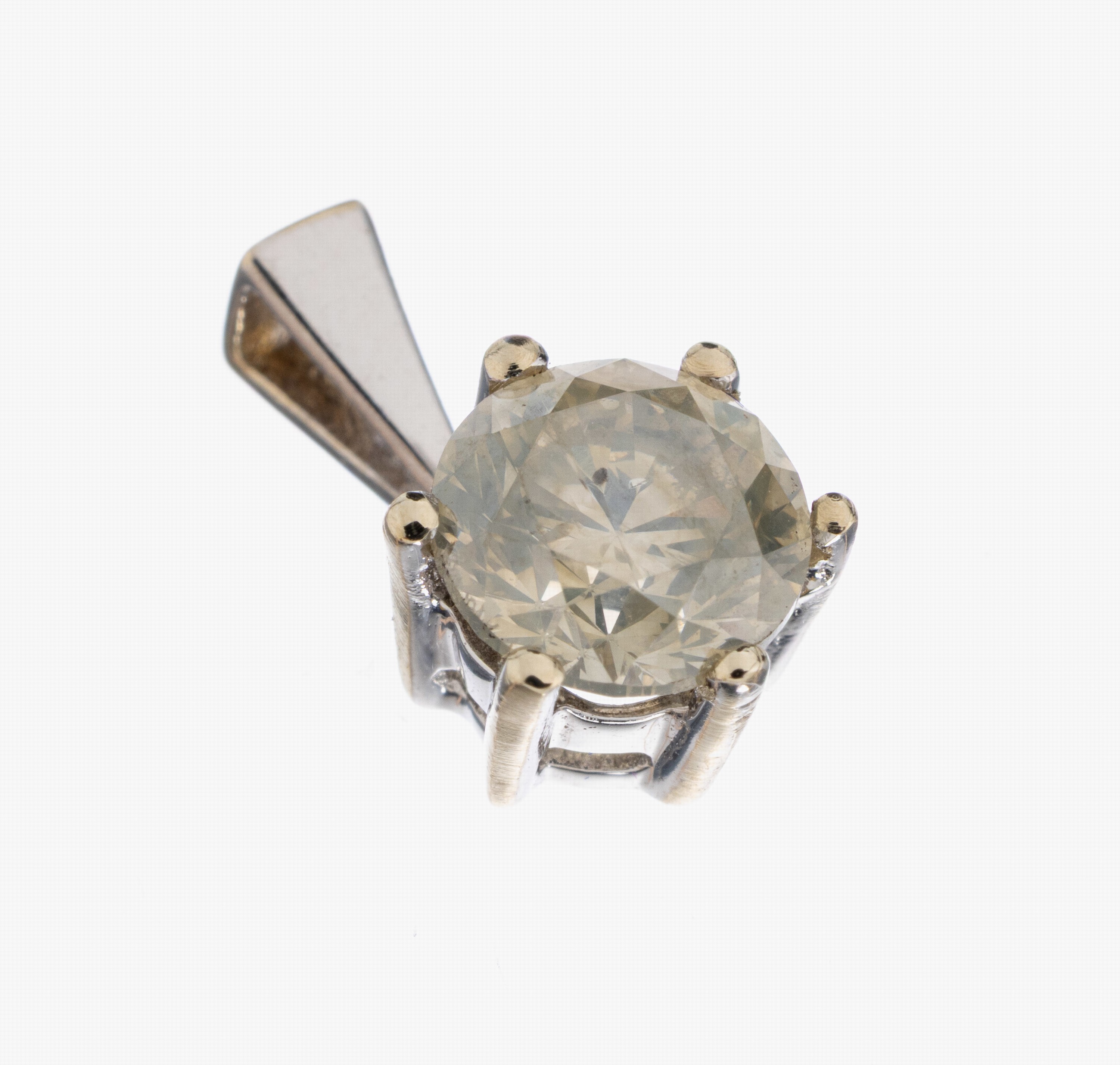 Image 27005798 - 14 kt Gold Brillant-Anhänger, WG 585/000, Brillant ca. 1.31 ct get.Weiß/p ...