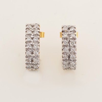 27005724a - Paar 14 kt Gold Brillant-Ohrstecker, GG 585/000, schauseitig rhod., 28 Brillanten ...