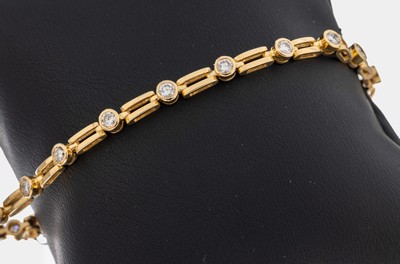 Image 14 kt Gold Brillant-Armband, GG 585/000, 17Brillanten zus. ca. 2.0 ct Weiß/si-p, L. ...