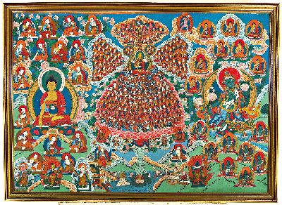 Image Large thangka, Nepal, around 1900, multi- figured representation of the Buddhist cosmos, ...