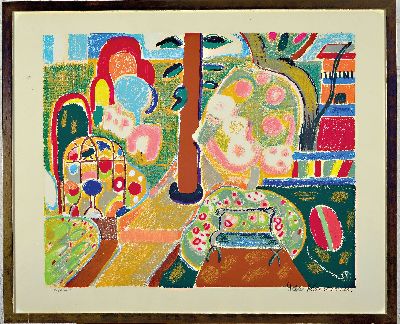 27005751k - Ida Kerkovius, 1879 Riga-1970 Stuttgart, Garten in Hofheim, Farblithographie, rechts ...