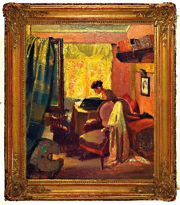 27005752k - Richard Mahn, 1866 Leipzig-1951 Hindelang, ´Fenster mit Herbstlaub´, rückseitig so ...