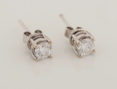 27005772b - Paar 14 kt Gold Brillant-Ohrstecker, WG 585/000, 2 Brillanten zus. ca. 0.50 ct ...