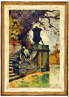 27005781k - Gustav Kullrich, 1888 Neustadt an der Weinstraße-1938 Karlsruhe, Treppe am Seeufer, ...