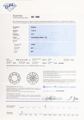 Image 27005784a - 18 kt gold brilliant-ring, WG 750/000, centered brilliant approx. 1.20 ct River ...