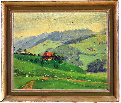 27005787k - Gustav Kullrich, 1888 Neustadt an der Weinstraße-1938 Karlsruhe, Hügelige Landschaft ...