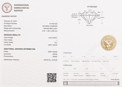 27005796a - Paar 14 kt Gold Brillant-Ohrstecker, RoseG 585/000, 1 Brillant 0.35 ct feines Weiß(G)/ ...