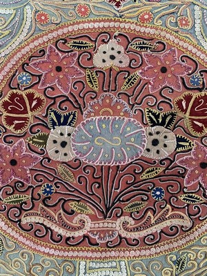 27005797d - ´Rasht-Susani´antik, Persien, 19.Jhd, Seide-Baumwollstickerei, ca. 78 x 110 cm, EHZ:2-3