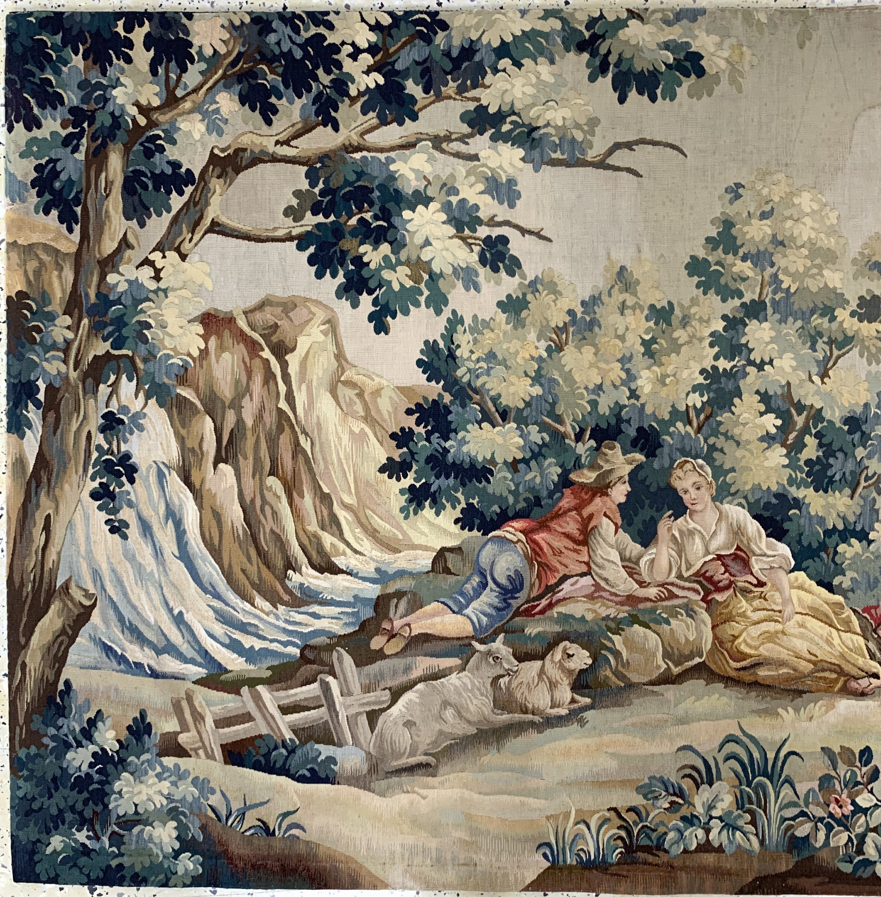 Detail b: Feine Antike Tapisseri, Frankreich, um 1900, Wolle auf Baumwolle, ca. 252 x 112 cm, EHZ: 2