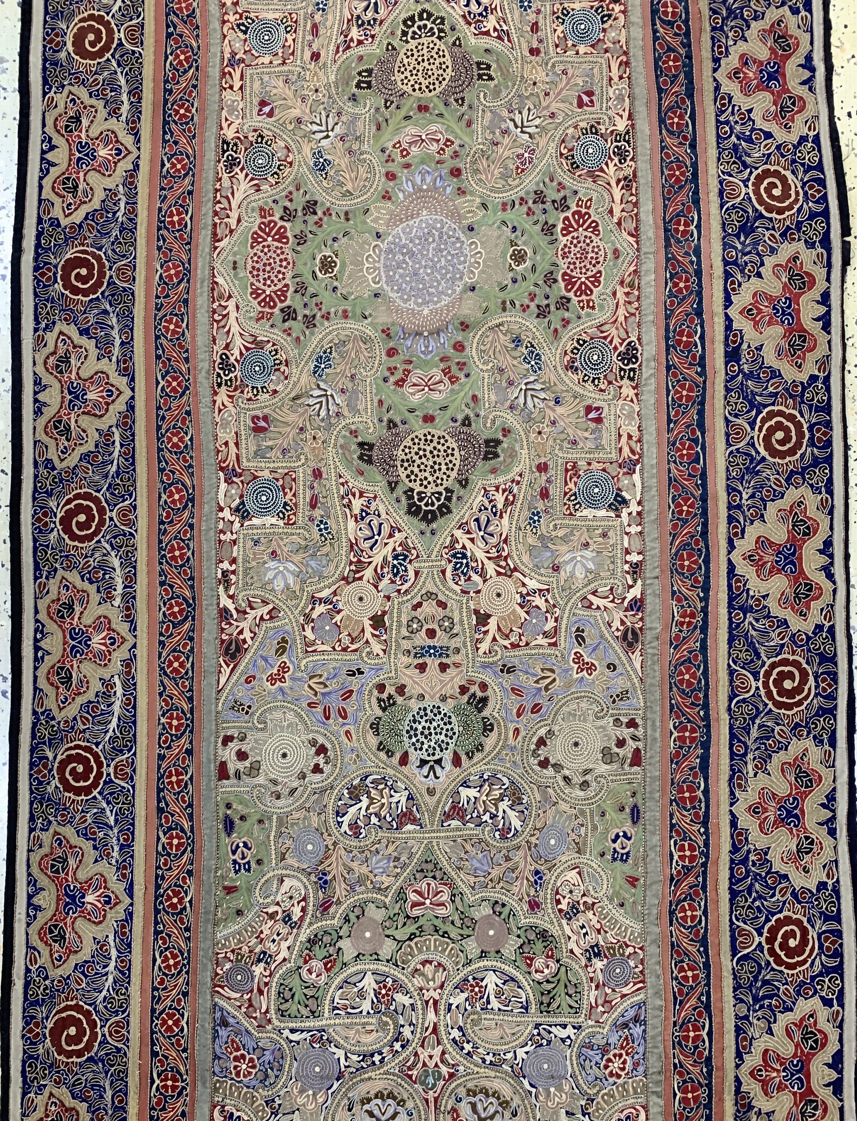 Detail c: Seltene"Rasht-Susani"antik, Persien, 19.Jhd, Seide-Baumwollstickerei, ca. 370 x 110cm, EHZ: 2-3