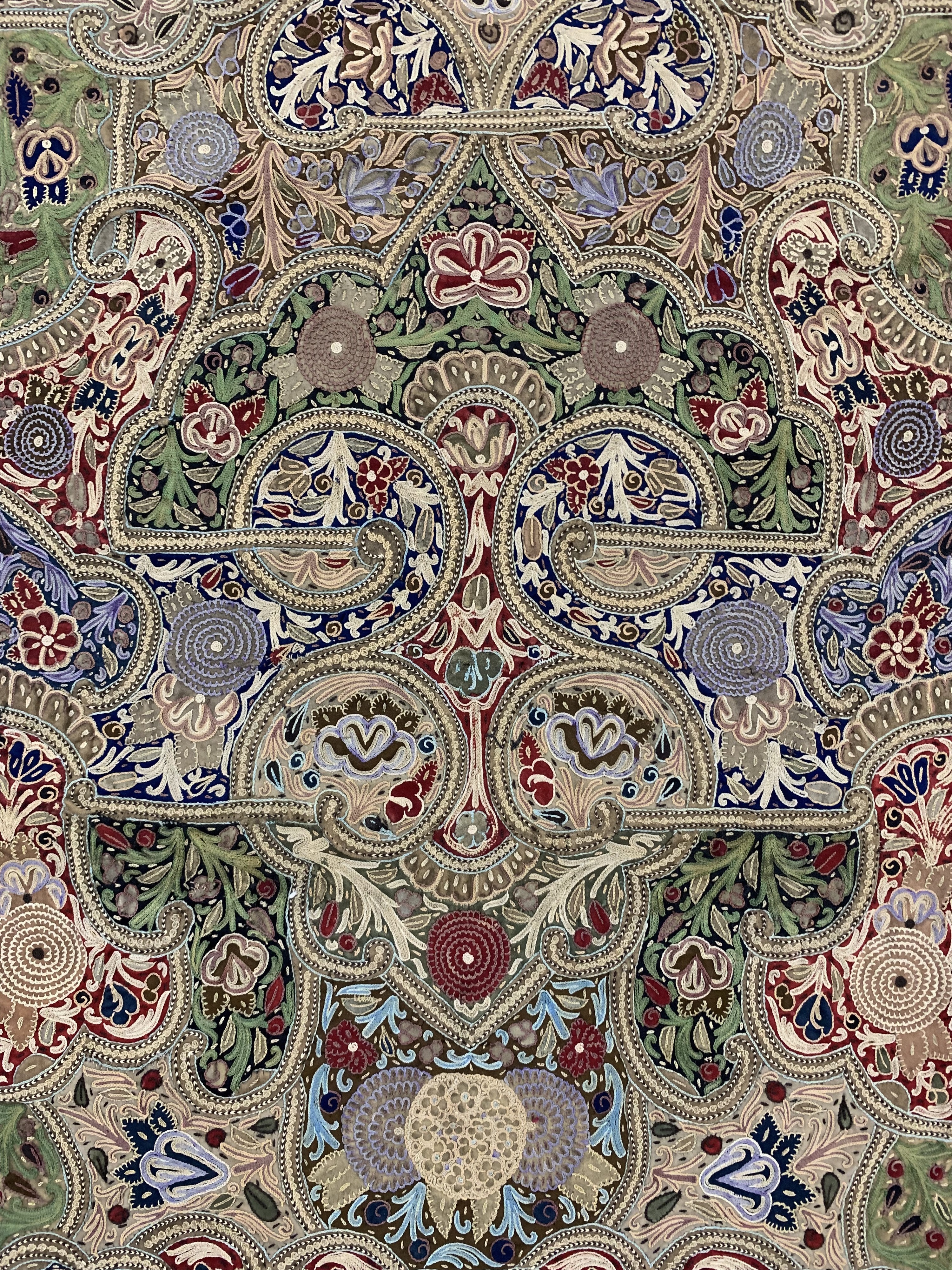 Detail g: Seltene"Rasht-Susani"antik, Persien, 19.Jhd, Seide-Baumwollstickerei, ca. 370 x 110cm, EHZ: 2-3