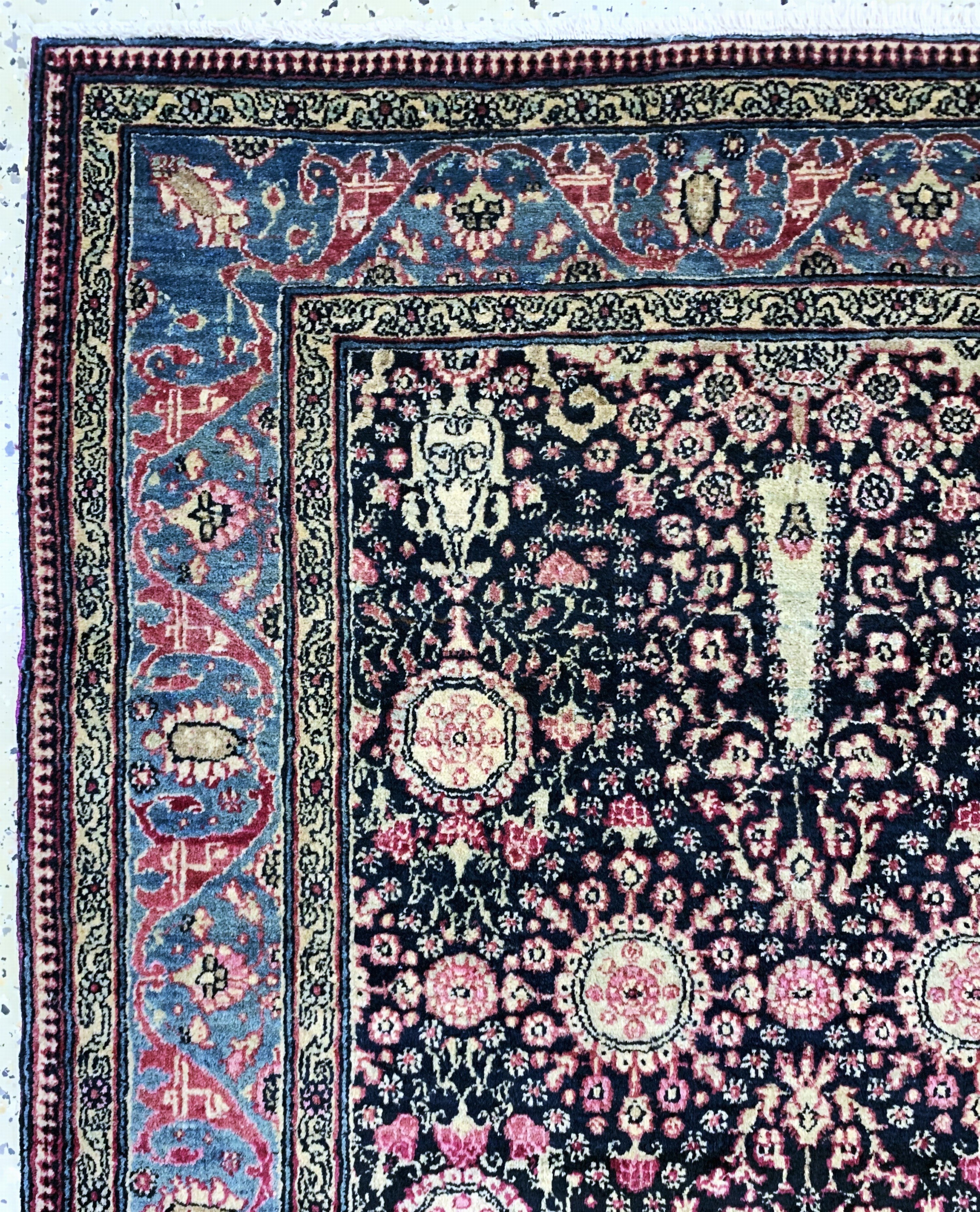 Detail d: Teheran antik, Persien, um 1900, Wolle auf Baumwolle, ca. 210 x 146 cm, EHZ: 1-2, (fachkundig gereinigt)