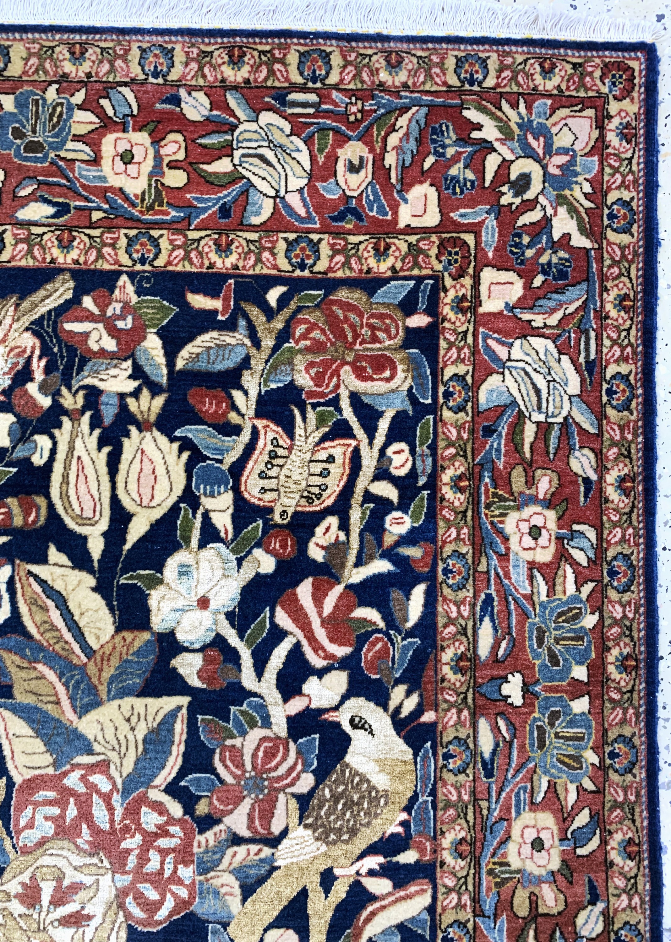 Detail e: Teheran fein, Persien, um 1920-1930, Korkwolle mit Seide, ca. 210 x 140 cm, EHZ: 1-2, (fachkundig gereinigt)