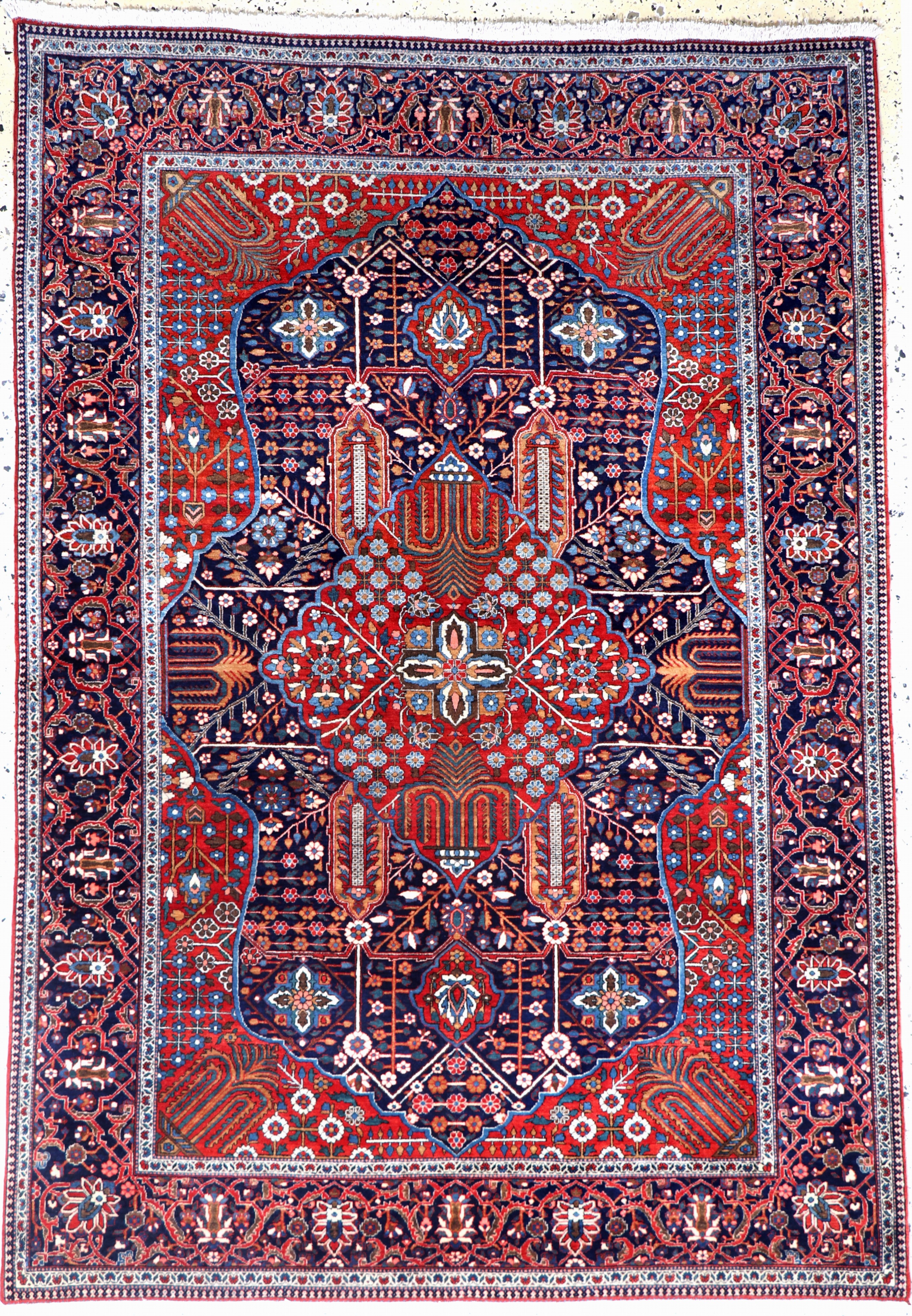 Keschan"Mohtascham"antik, Persien, um 1900,Korkwolle auf Baumwolle, ca. 197 x 140 cm, EHZ: 1-2, (fachkundig gereinigt)