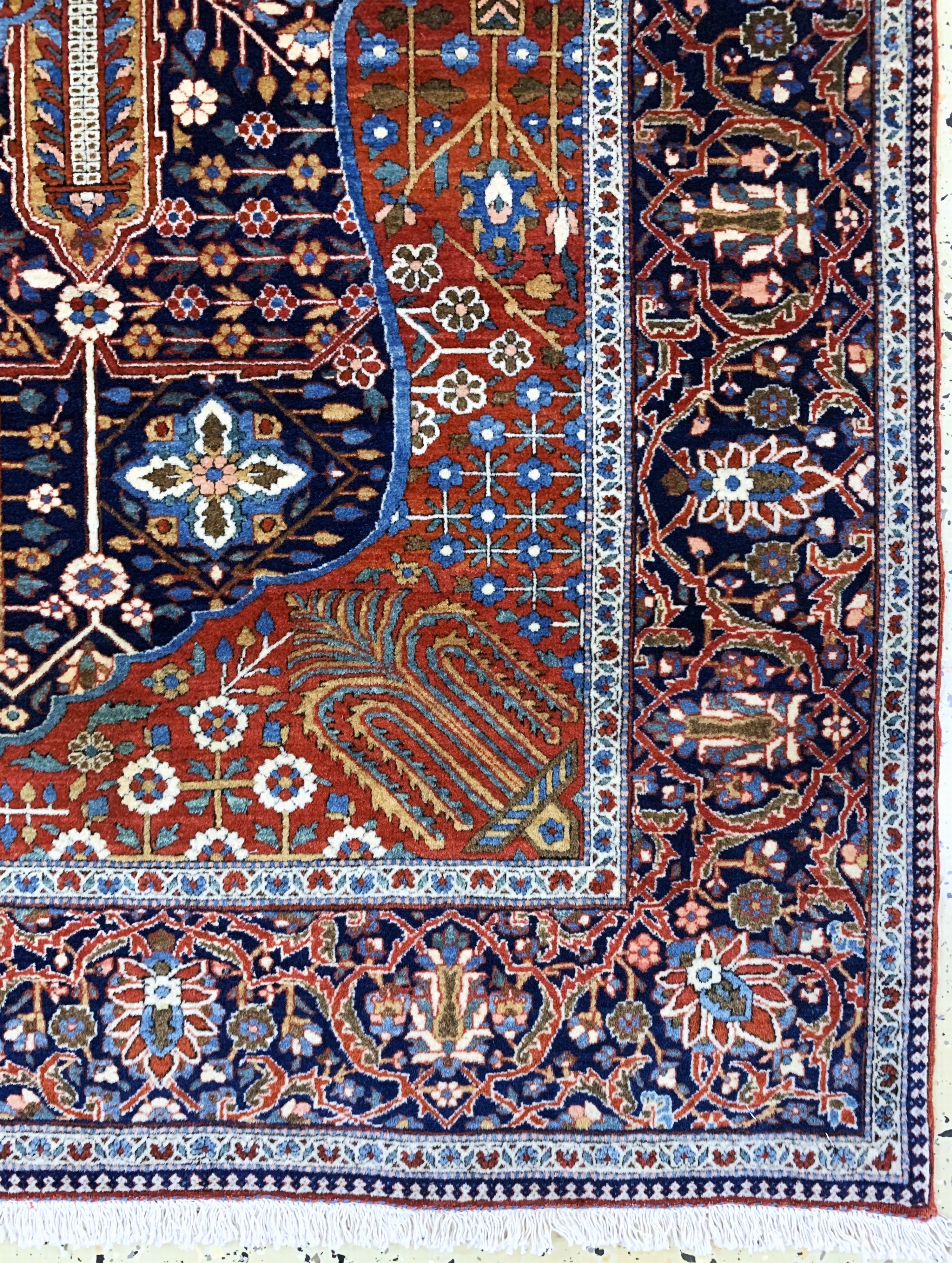 Detail a: Keschan"Mohtascham"antik, Persien, um 1900,Korkwolle auf Baumwolle, ca. 197 x 140 cm, EHZ: 1-2, (fachkundig gereinigt)