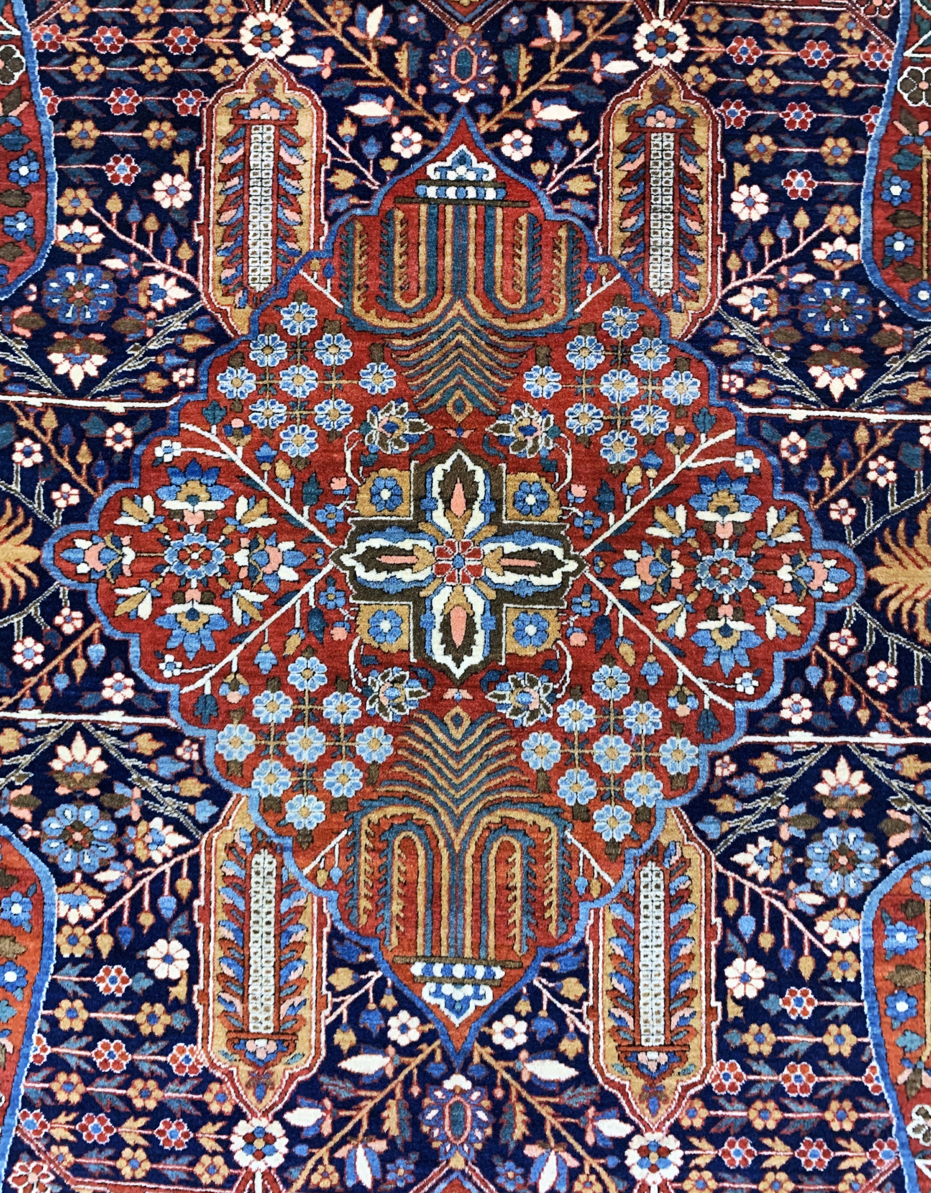 Detail c: Keschan"Mohtascham"antik, Persien, um 1900,Korkwolle auf Baumwolle, ca. 197 x 140 cm, EHZ: 1-2, (fachkundig gereinigt)