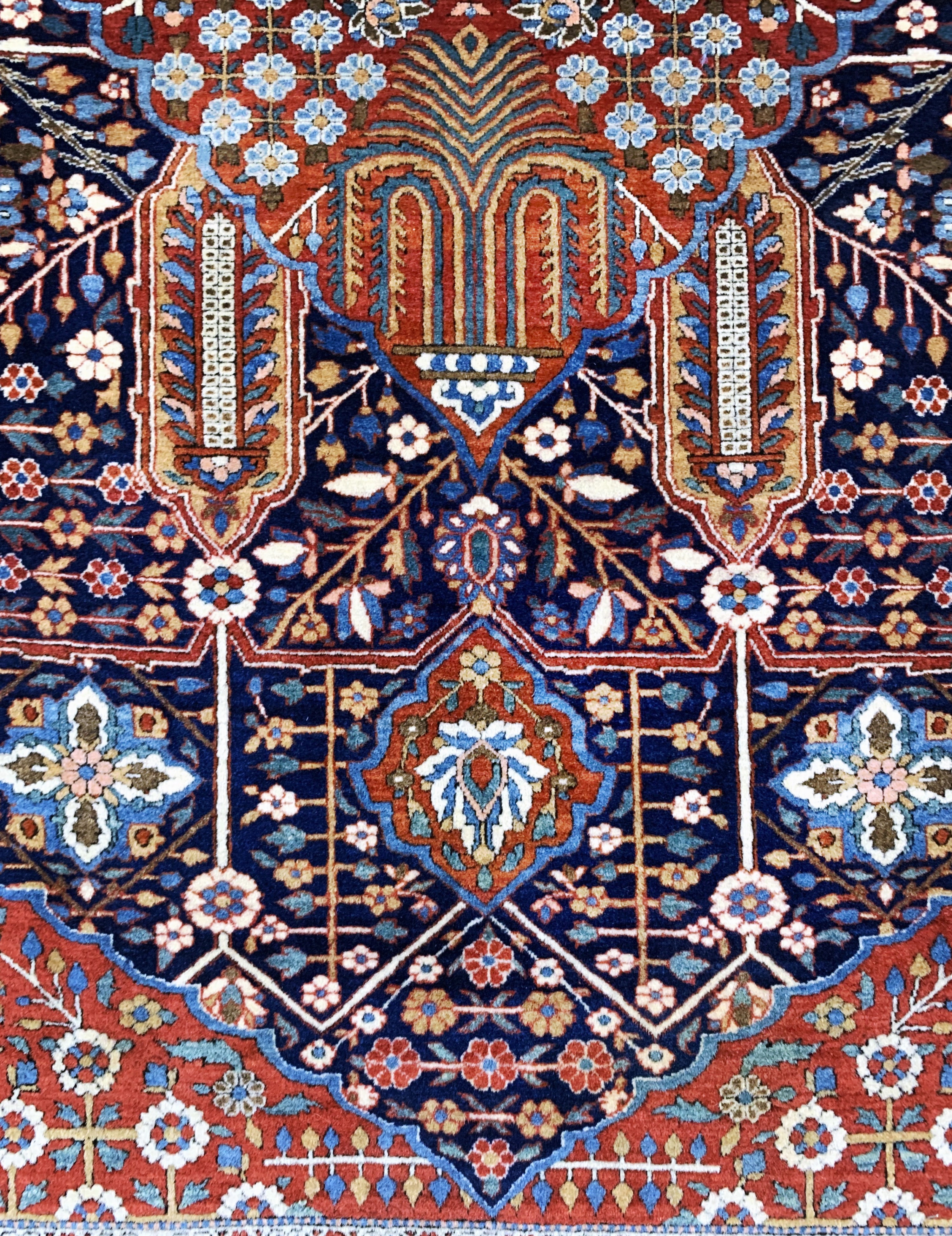Detail g: Keschan"Mohtascham"antik, Persien, um 1900,Korkwolle auf Baumwolle, ca. 197 x 140 cm, EHZ: 1-2, (fachkundig gereinigt)