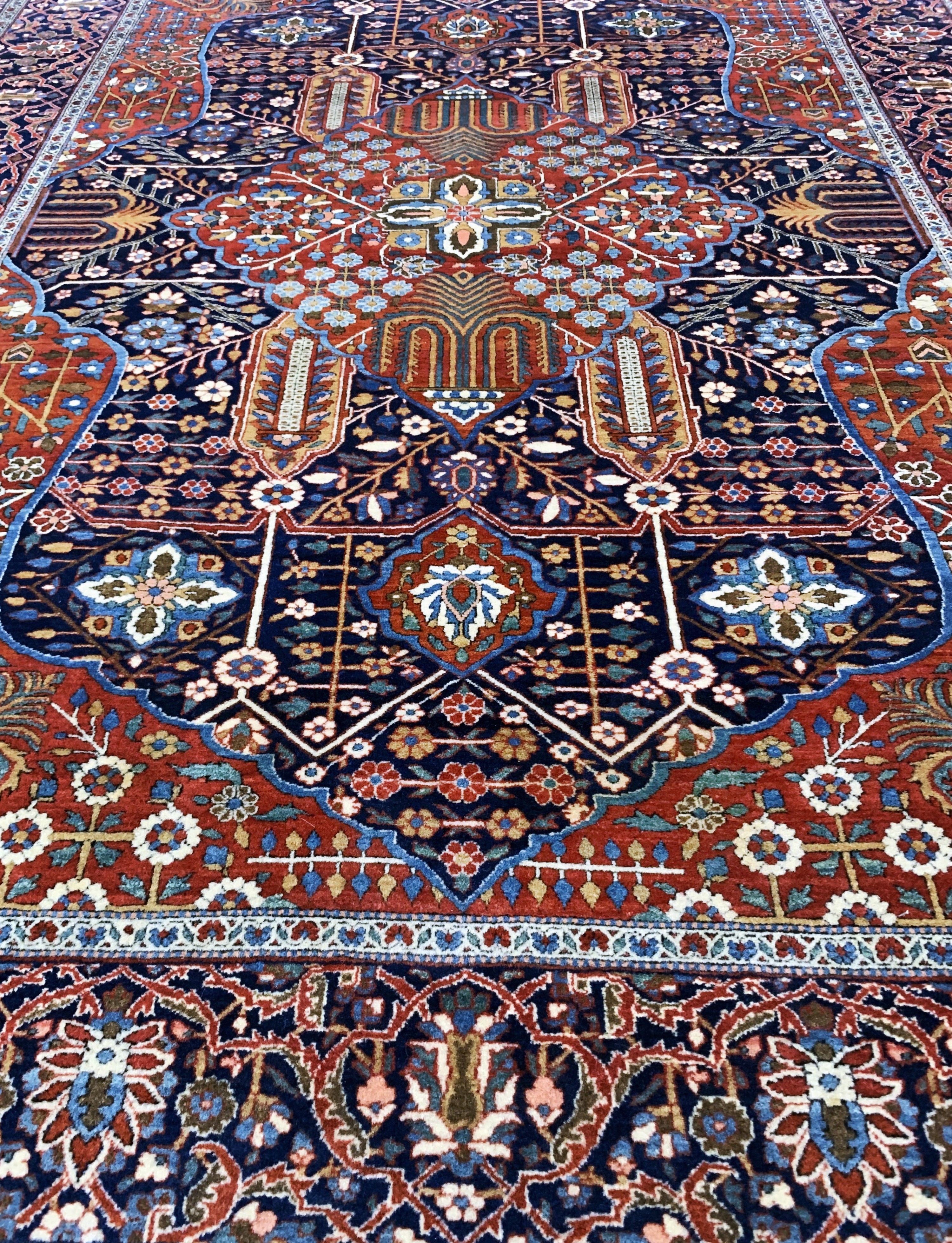 Detail h: Keschan"Mohtascham"antik, Persien, um 1900,Korkwolle auf Baumwolle, ca. 197 x 140 cm, EHZ: 1-2, (fachkundig gereinigt)
