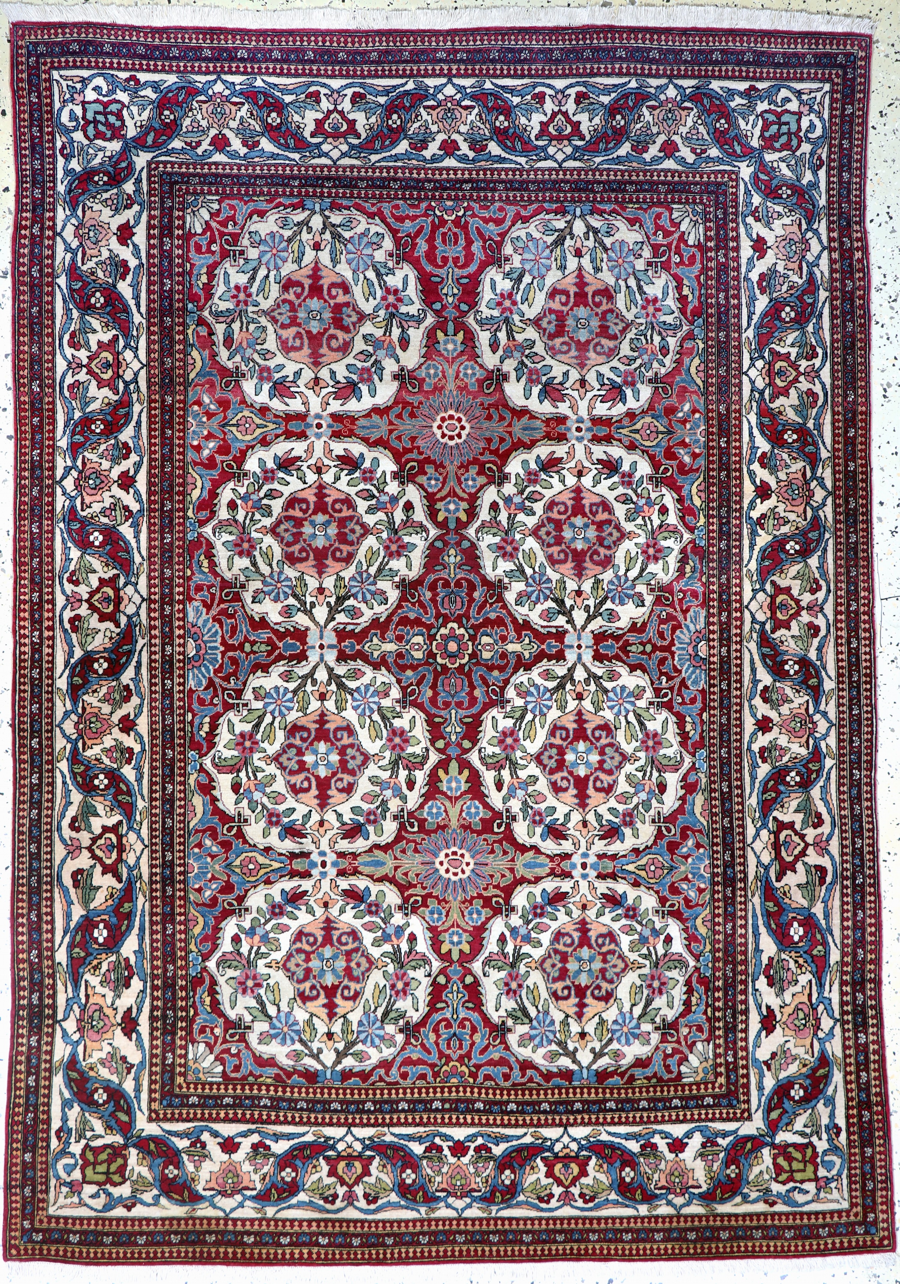 Esfahan"Ahmad"antik, Persien, um 1900, Wolle auf Baumwolle, ca. 200 x 145 cm, EHZ: 1-2, (fachkundig gereinigt)