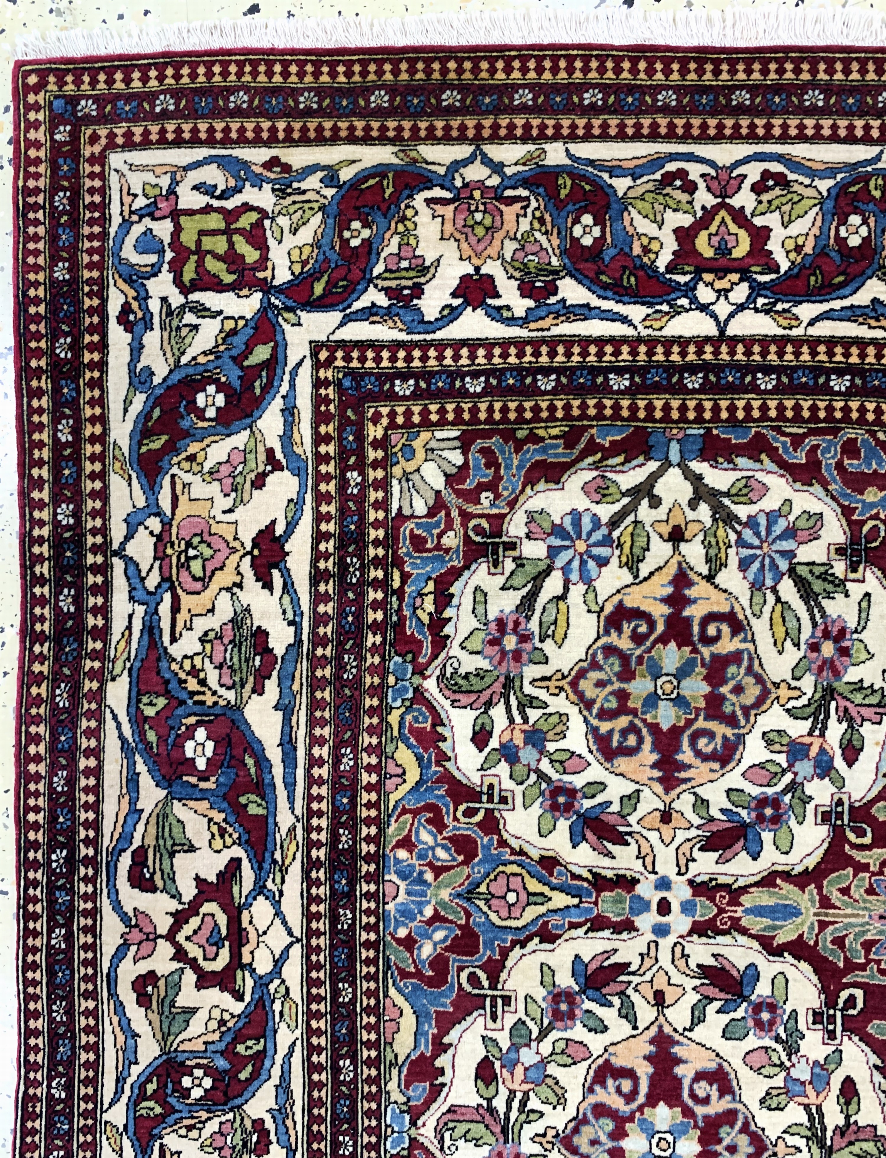 Detail d: Esfahan"Ahmad"antik, Persien, um 1900, Wolle auf Baumwolle, ca. 200 x 145 cm, EHZ: 1-2, (fachkundig gereinigt)