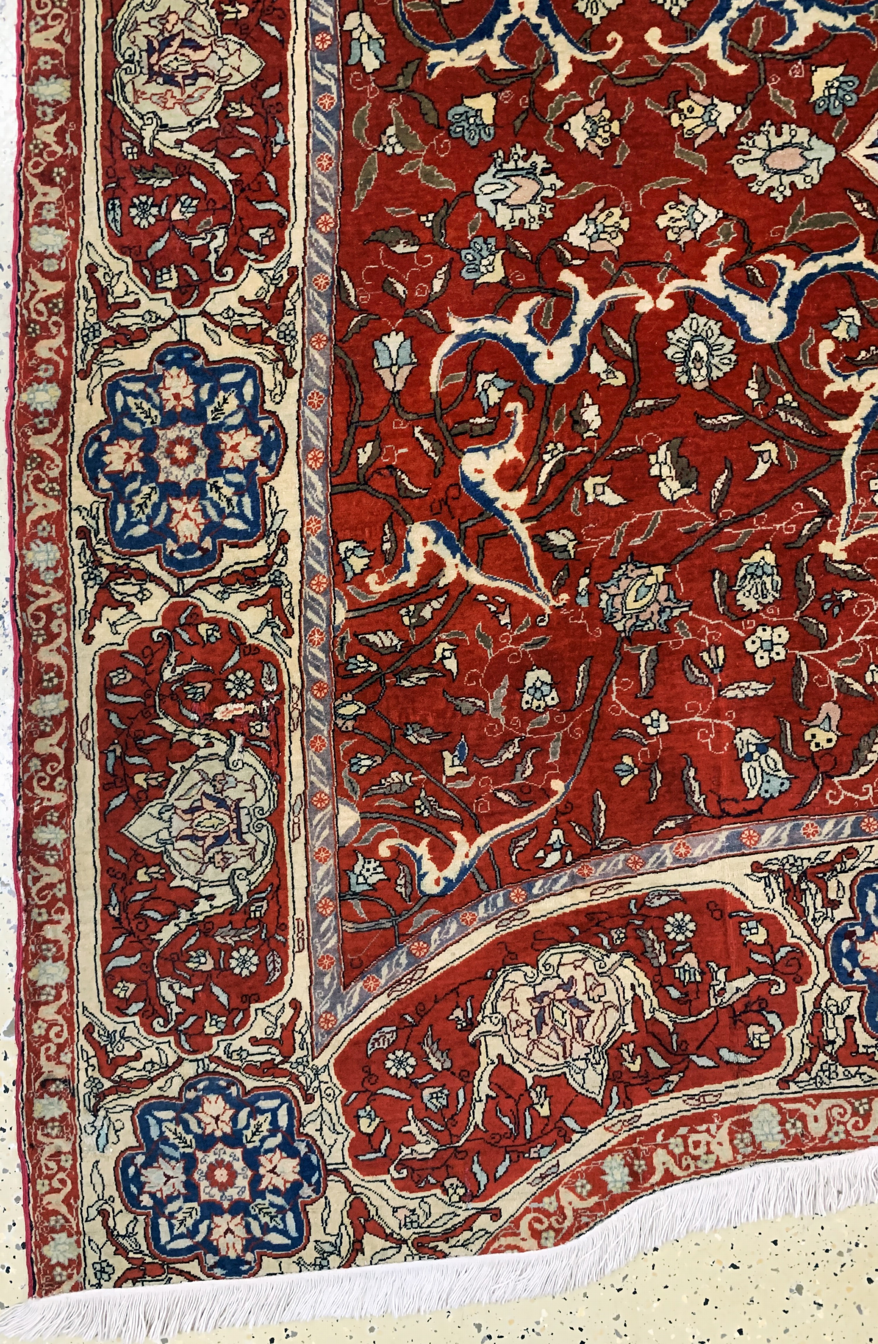 Detail b: Täbriz fein"Auftragsarbeit", Persien, um 1900, Korkwolle auf Baumwolle, ca. 305 x 245 cm, EHZ: 2, (fachkundig gereinigt)