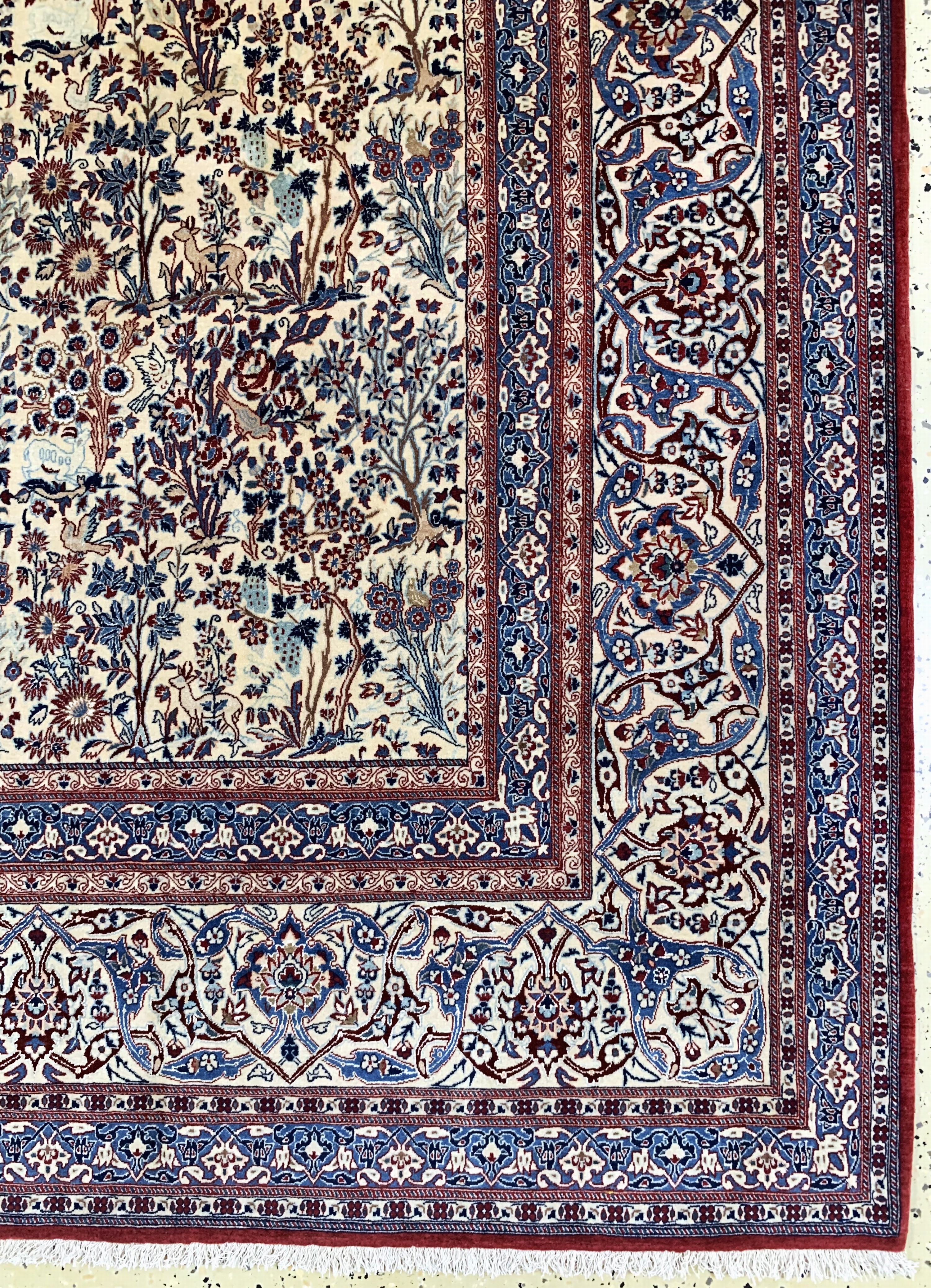 Detail a: Nain"Tudeshk"fein, Persien, um 1920, Korkwolle mit Seide, ca. 334 x 222 cm, ca. 1,0Mio. Kn/qm, EHZ: 1-2, (fachkundig gereinigt)