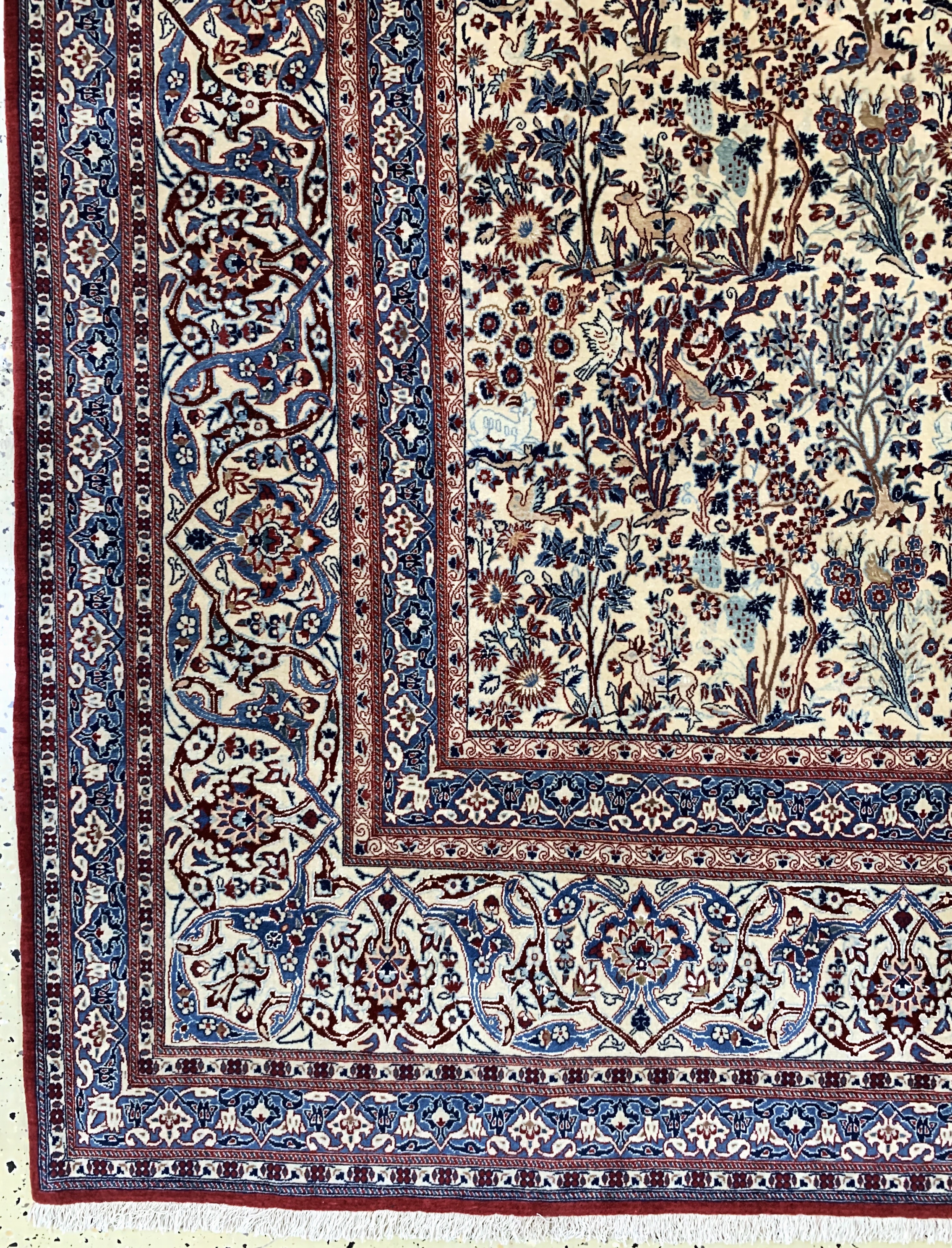 Detail c: Nain"Tudeshk"fein, Persien, um 1920, Korkwolle mit Seide, ca. 334 x 222 cm, ca. 1,0Mio. Kn/qm, EHZ: 1-2, (fachkundig gereinigt)