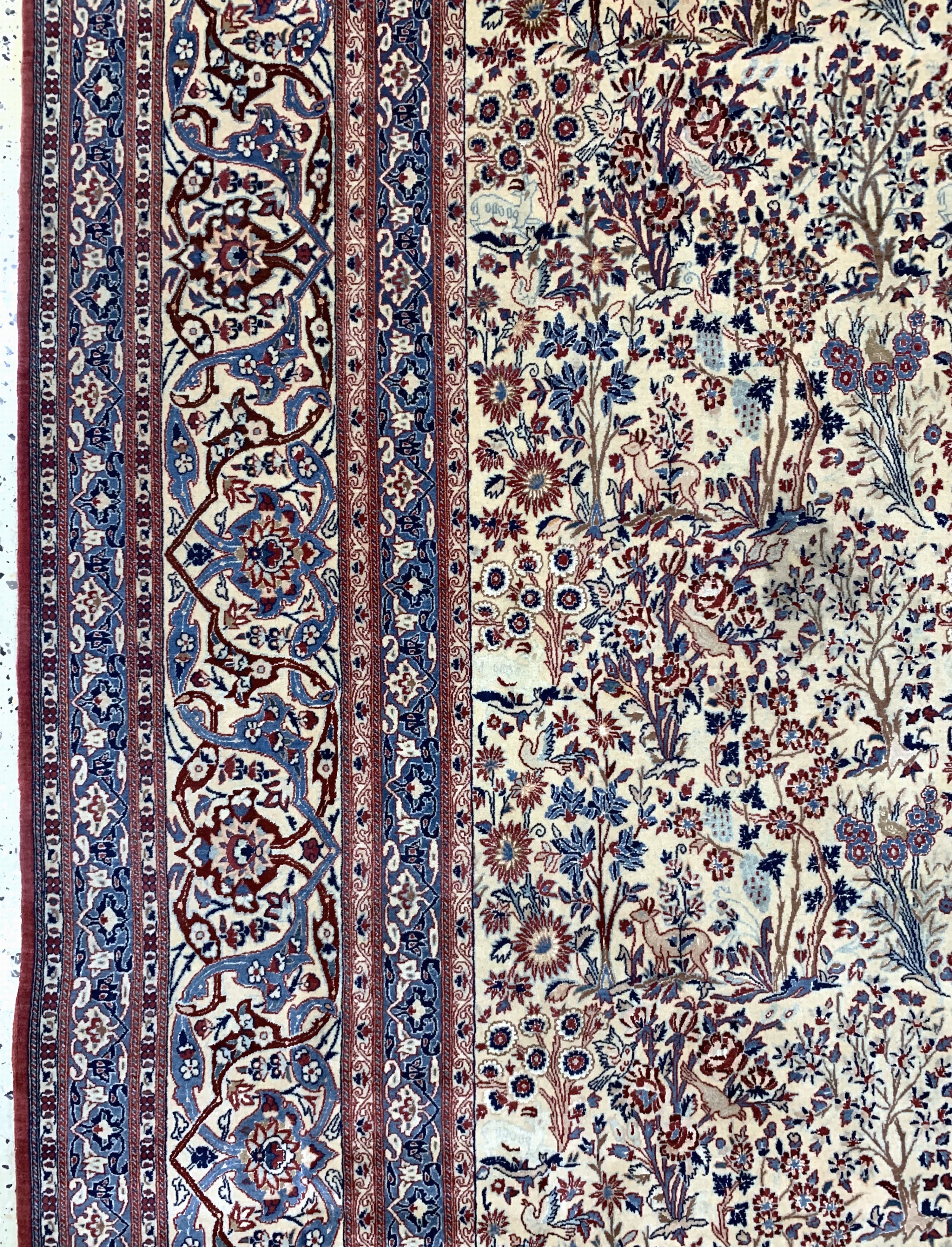 Detail d: Nain"Tudeshk"fein, Persien, um 1920, Korkwolle mit Seide, ca. 334 x 222 cm, ca. 1,0Mio. Kn/qm, EHZ: 1-2, (fachkundig gereinigt)