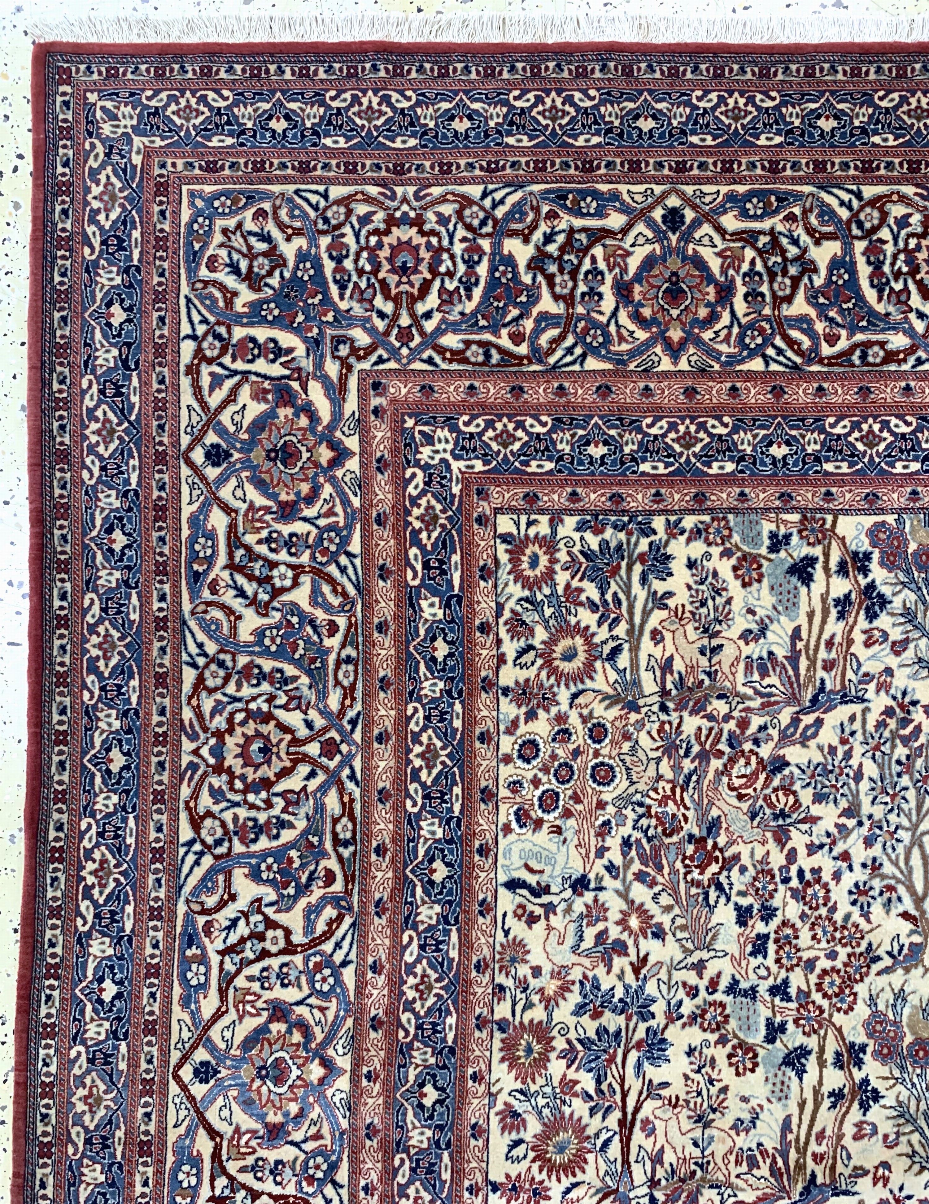 Detail g: Nain"Tudeshk"fein, Persien, um 1920, Korkwolle mit Seide, ca. 334 x 222 cm, ca. 1,0Mio. Kn/qm, EHZ: 1-2, (fachkundig gereinigt)