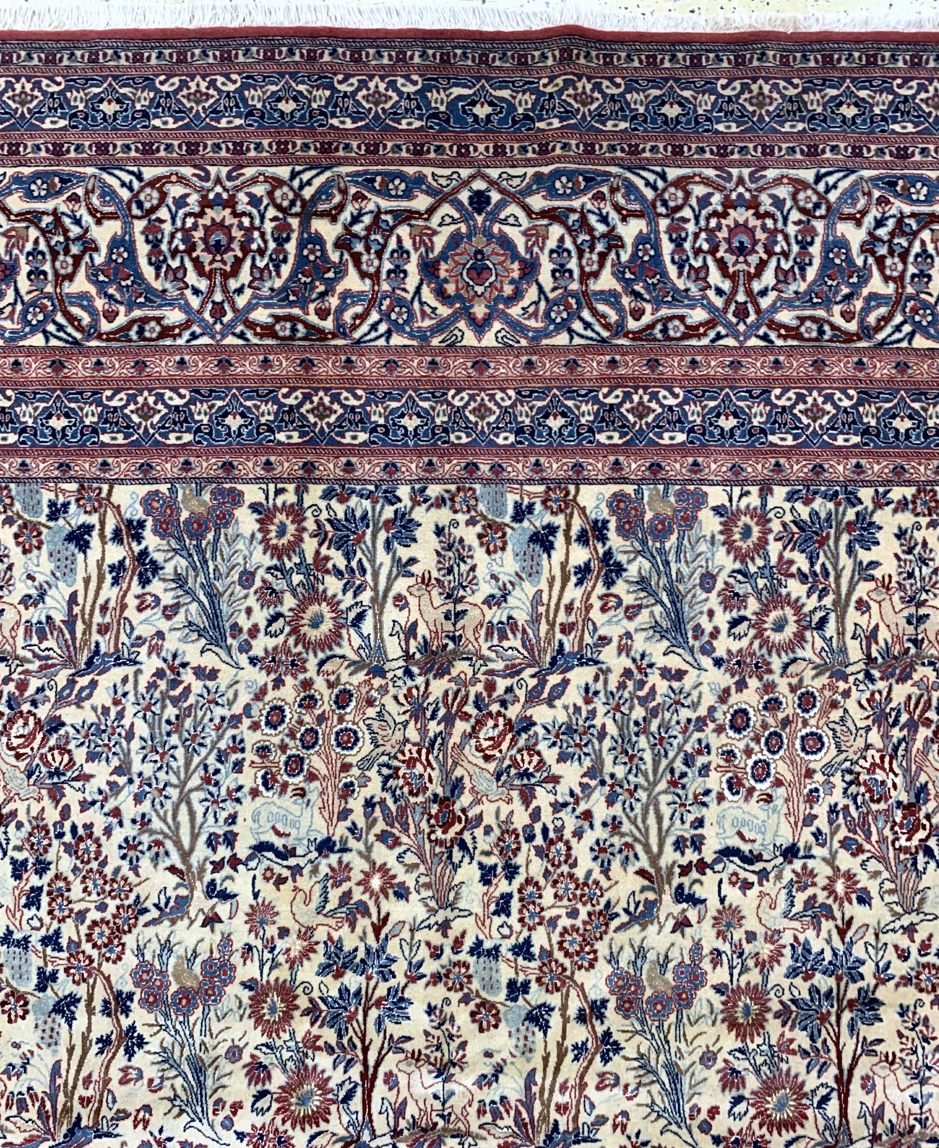 Detail h: Nain"Tudeshk"fein, Persien, um 1920, Korkwolle mit Seide, ca. 334 x 222 cm, ca. 1,0Mio. Kn/qm, EHZ: 1-2, (fachkundig gereinigt)