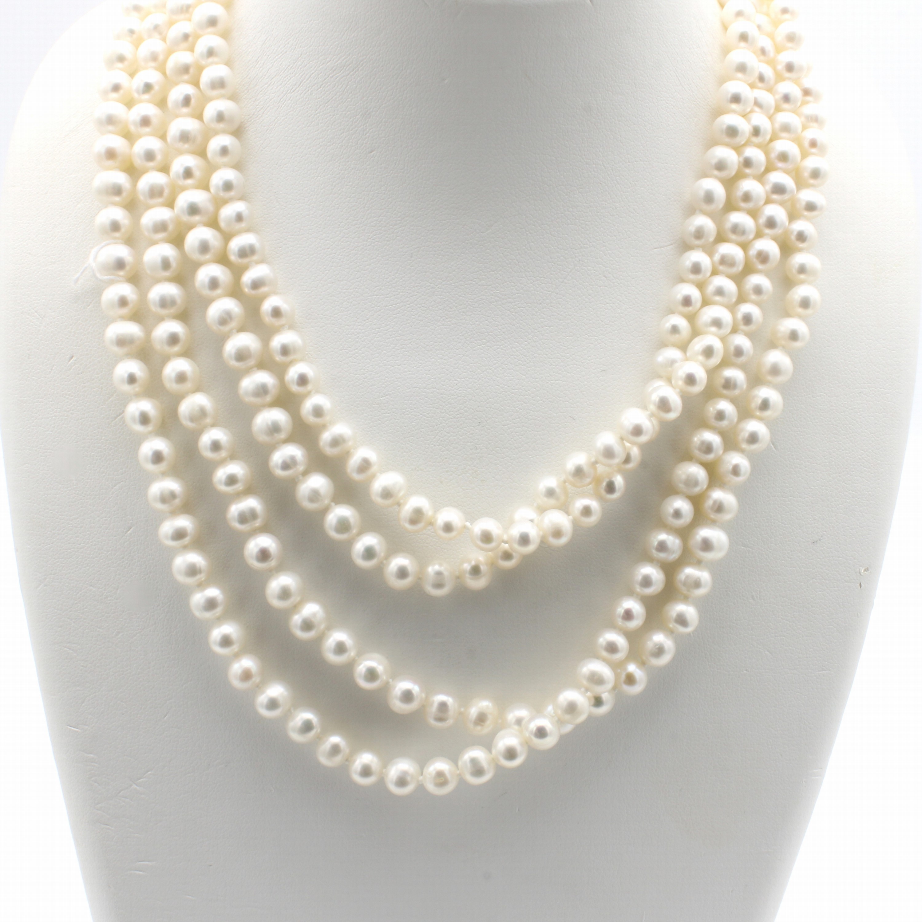 Image 27005834 - Extralange Süßwasserzuchtperlenkette, weiße Perlen, D. ca. 6 mm, L. ca. 160 cm