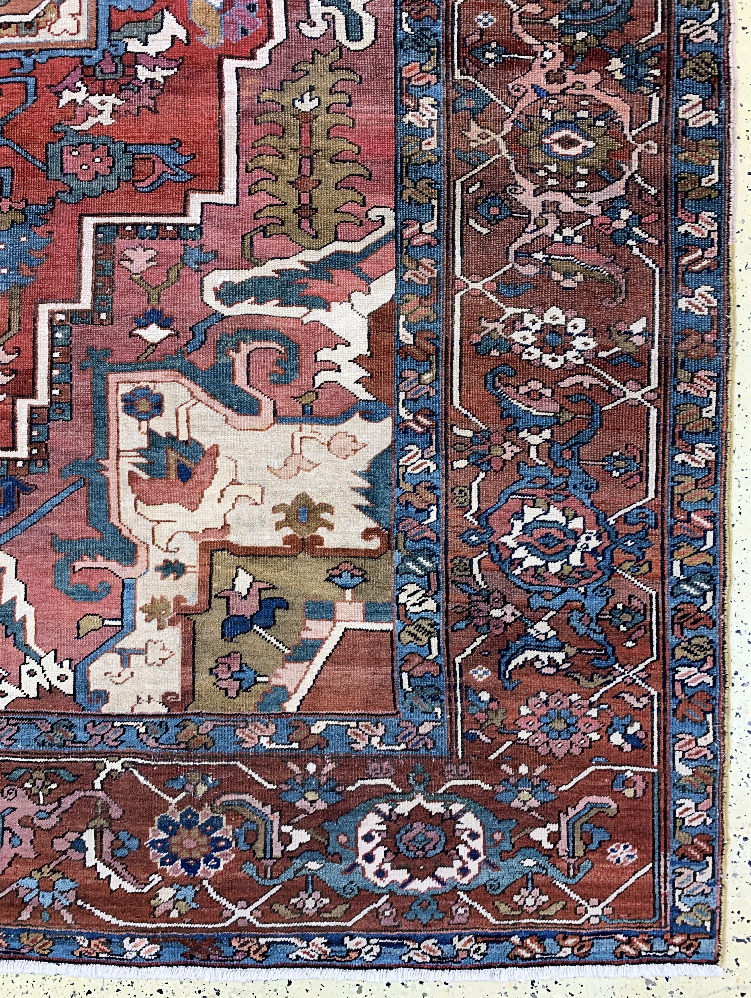 Detail a: Heriz"Serapi"antik, Persien, 19.Jhd, Wolle auf Baumwolle, ca. 396 x 305 cm, gereinigt, EHZ: (gleichmäßig dünn)