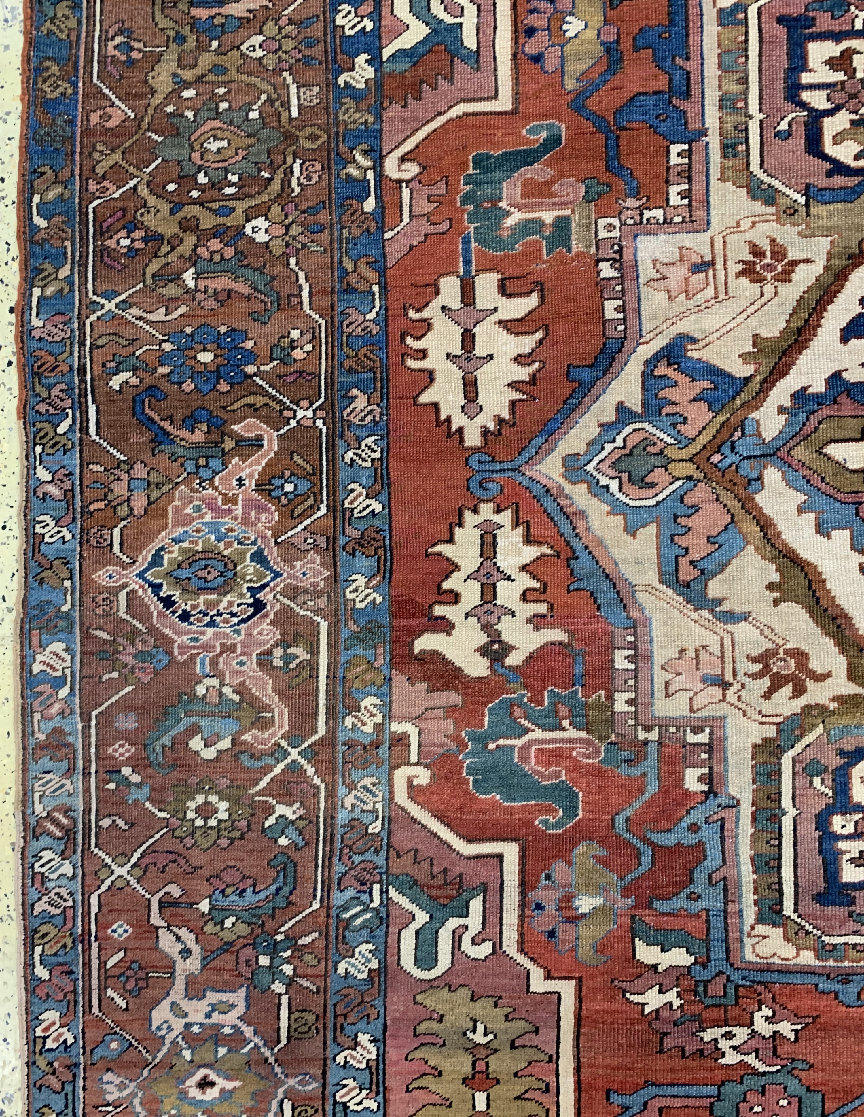 Detail d: Heriz"Serapi"antik, Persien, 19.Jhd, Wolle auf Baumwolle, ca. 396 x 305 cm, gereinigt, EHZ: (gleichmäßig dünn)