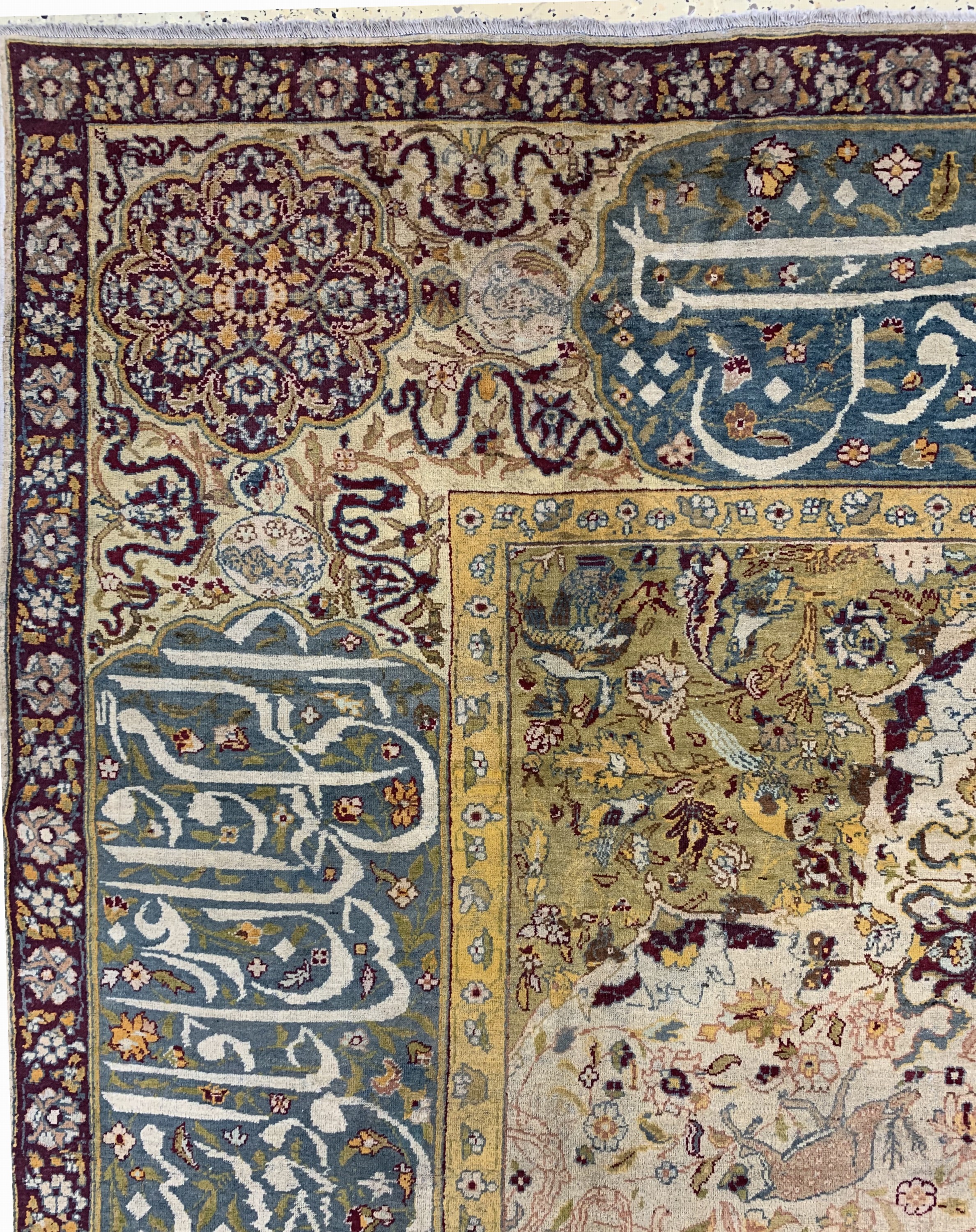 Detail g: Antiker"Amritsa", Indien, Mitte 19.Jhd, Wolle auf Baumwolle, ca. 430 x 316 cm, gereinigt, EHZ:(gleichmäßig dünn)
