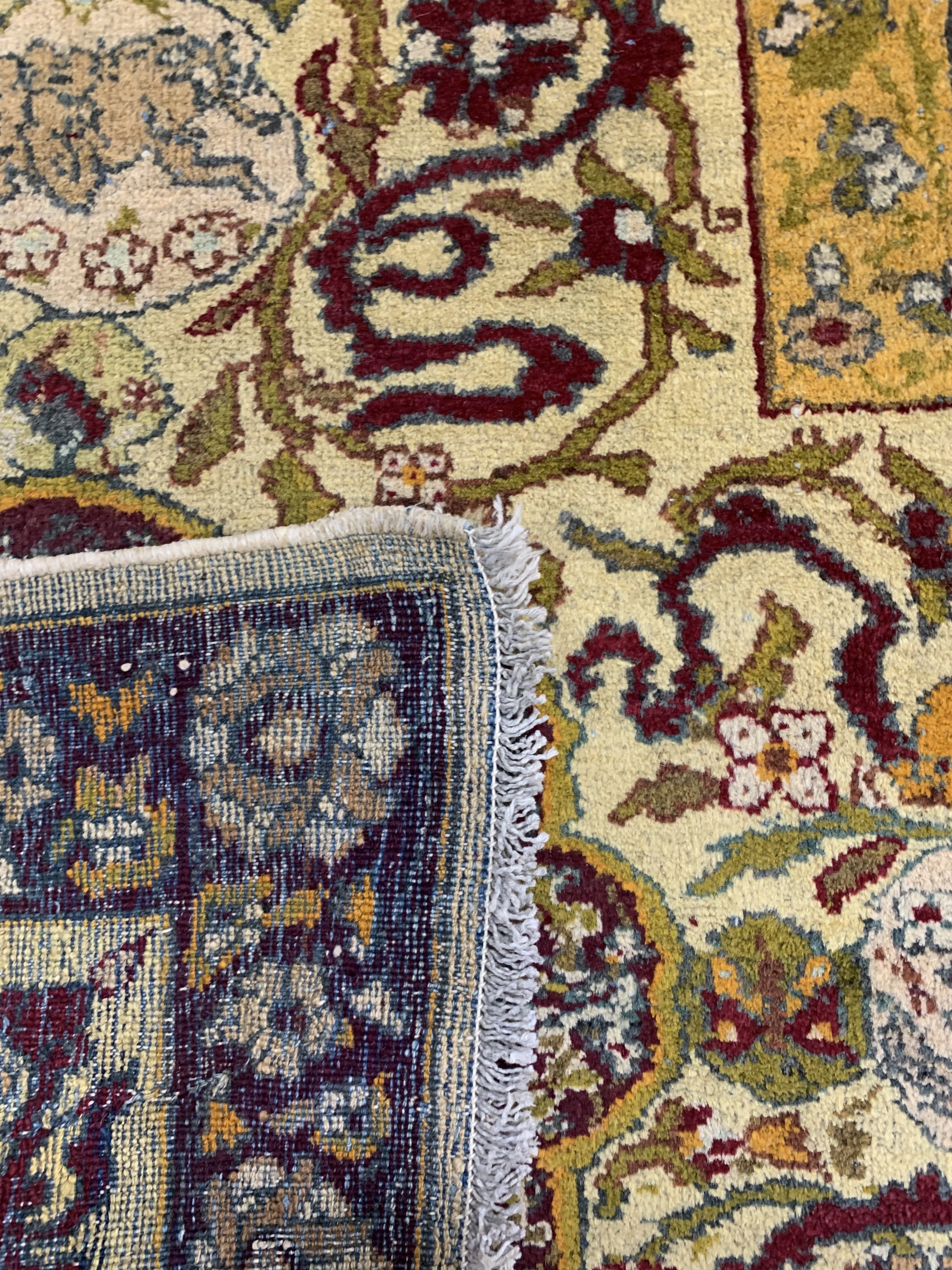 Detail l: Antiker"Amritsa", Indien, Mitte 19.Jhd, Wolle auf Baumwolle, ca. 430 x 316 cm, gereinigt, EHZ:(gleichmäßig dünn)
