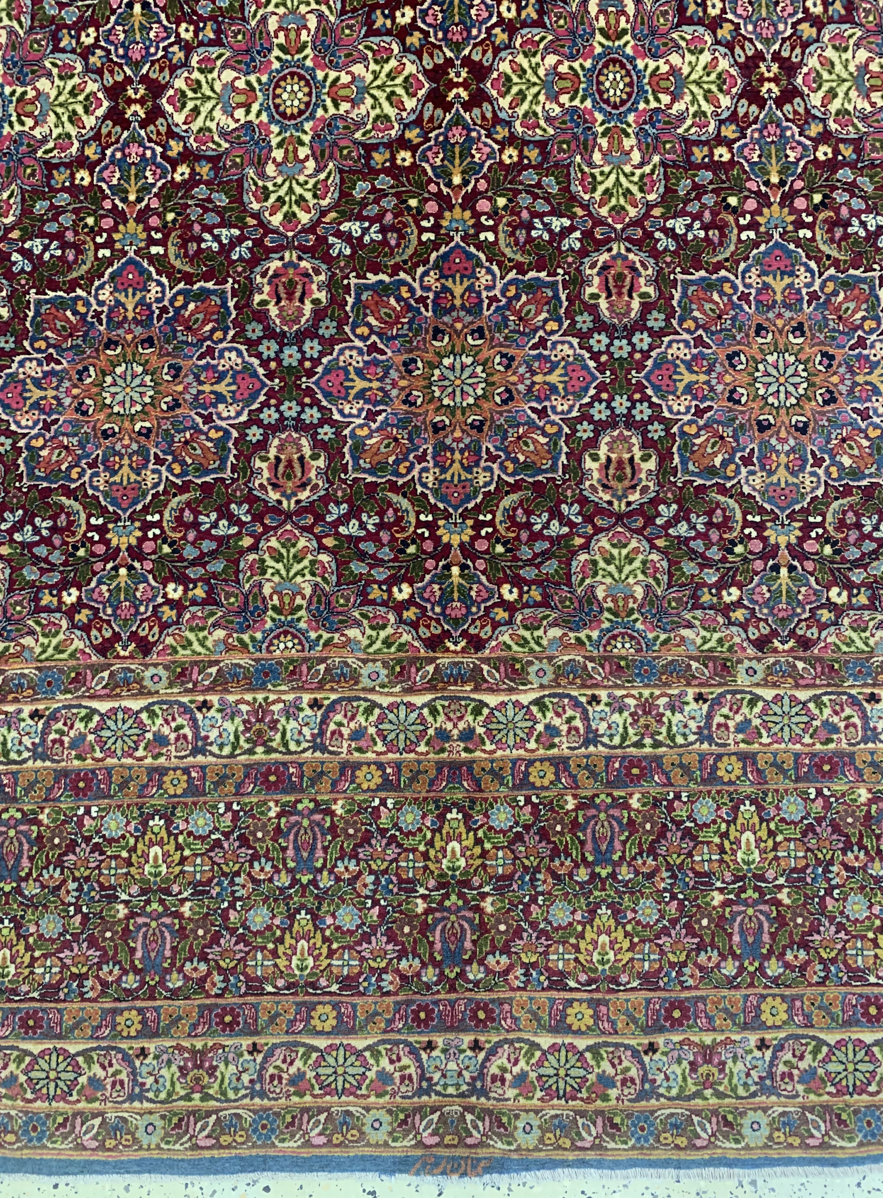 Detail c: Semnan Kork fein signiert, Persien, um 1930-1940, Korkwolle auf Baumwolle, ca. 424 x 317 cm, EHZ: 1-2, (fachkundig gereinigt)