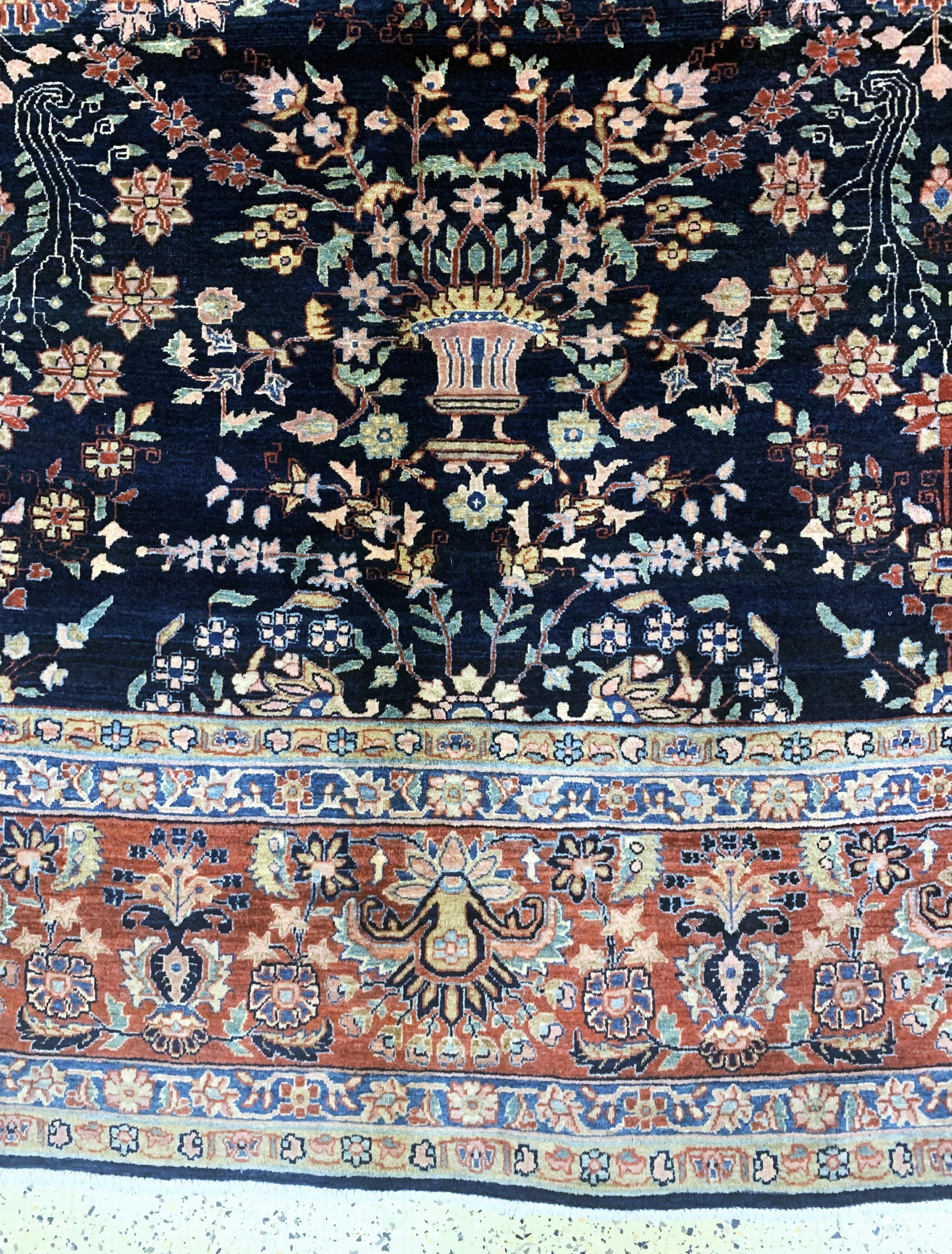 Detail b: Sarogh"Mohajeran"antik, Persien, um 1900, Korkwolle auf Baumwolle, ca. 473 x 300 cm, EHZ: 1-2, (fachkundig gereinigt)
