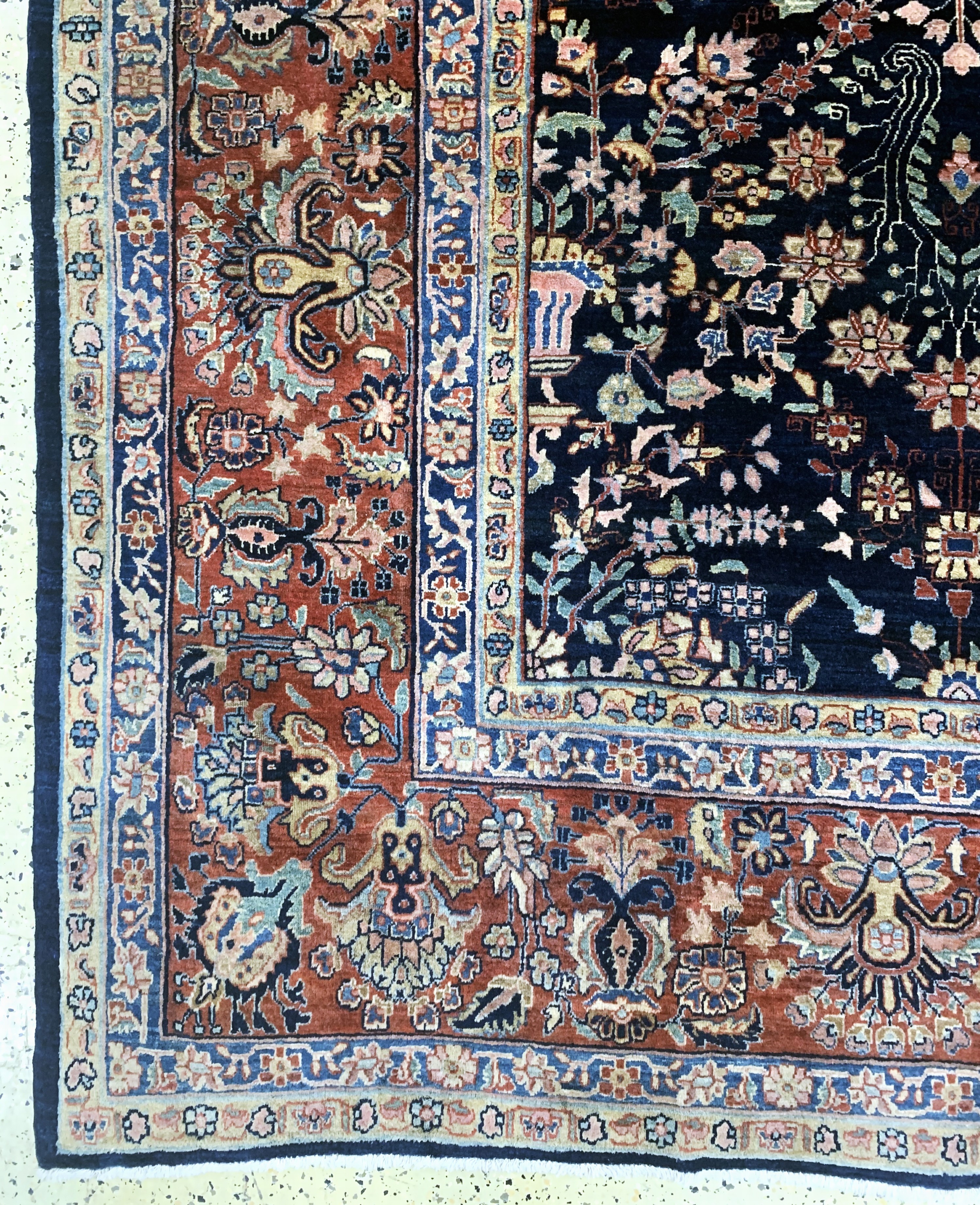 Detail c: Sarogh"Mohajeran"antik, Persien, um 1900, Korkwolle auf Baumwolle, ca. 473 x 300 cm, EHZ: 1-2, (fachkundig gereinigt)