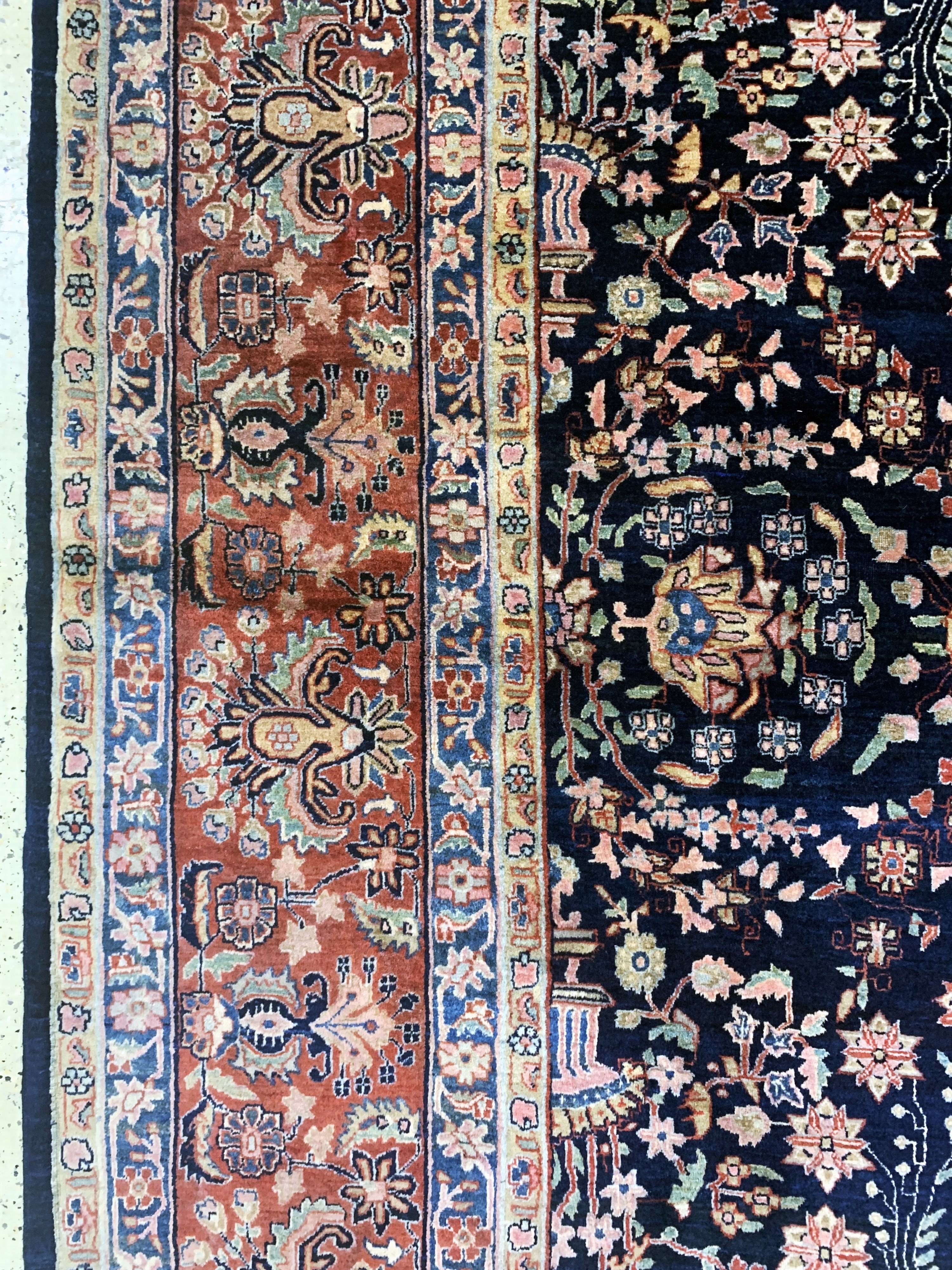 Detail d: Sarogh"Mohajeran"antik, Persien, um 1900, Korkwolle auf Baumwolle, ca. 473 x 300 cm, EHZ: 1-2, (fachkundig gereinigt)