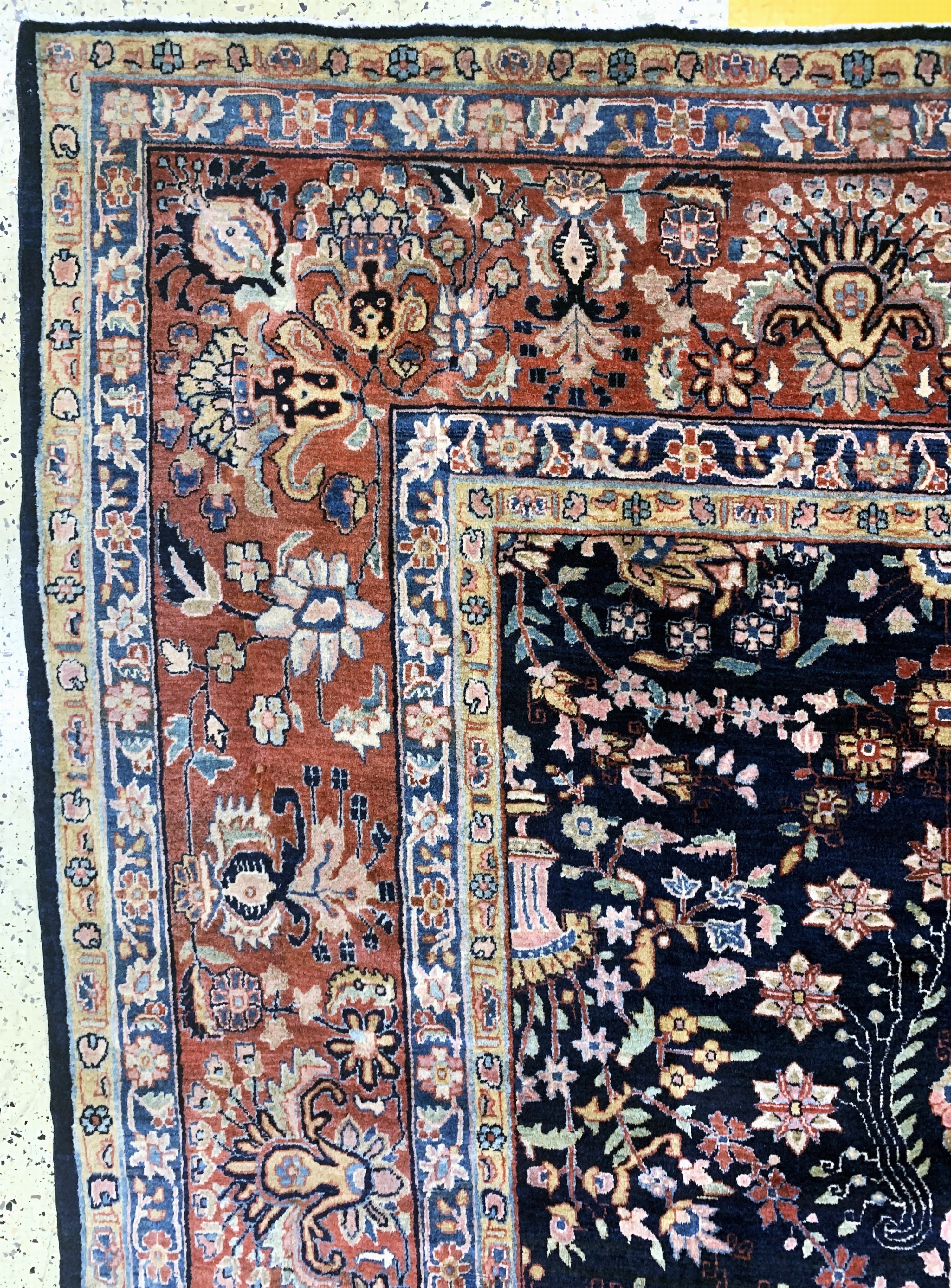 Detail g: Sarogh"Mohajeran"antik, Persien, um 1900, Korkwolle auf Baumwolle, ca. 473 x 300 cm, EHZ: 1-2, (fachkundig gereinigt)