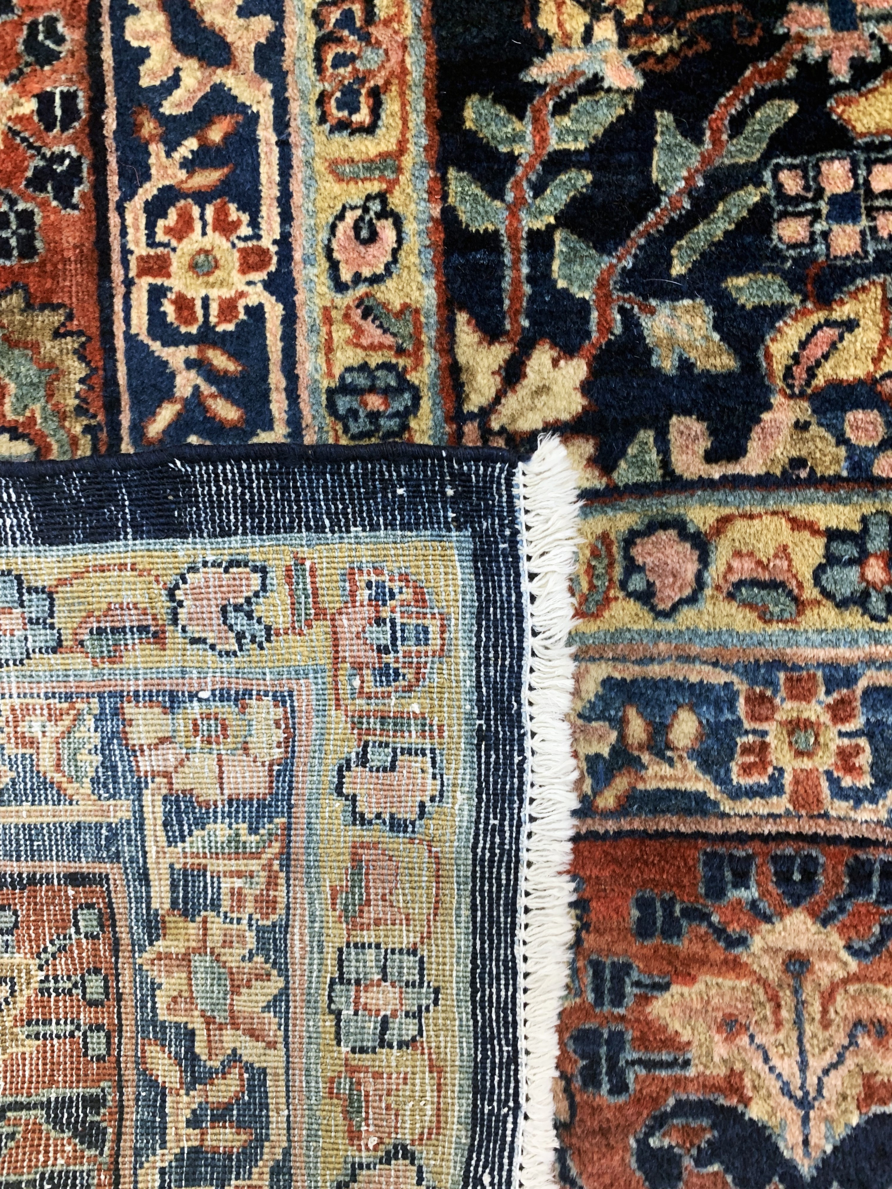 Detail l: Sarogh"Mohajeran"antik, Persien, um 1900, Korkwolle auf Baumwolle, ca. 473 x 300 cm, EHZ: 1-2, (fachkundig gereinigt)