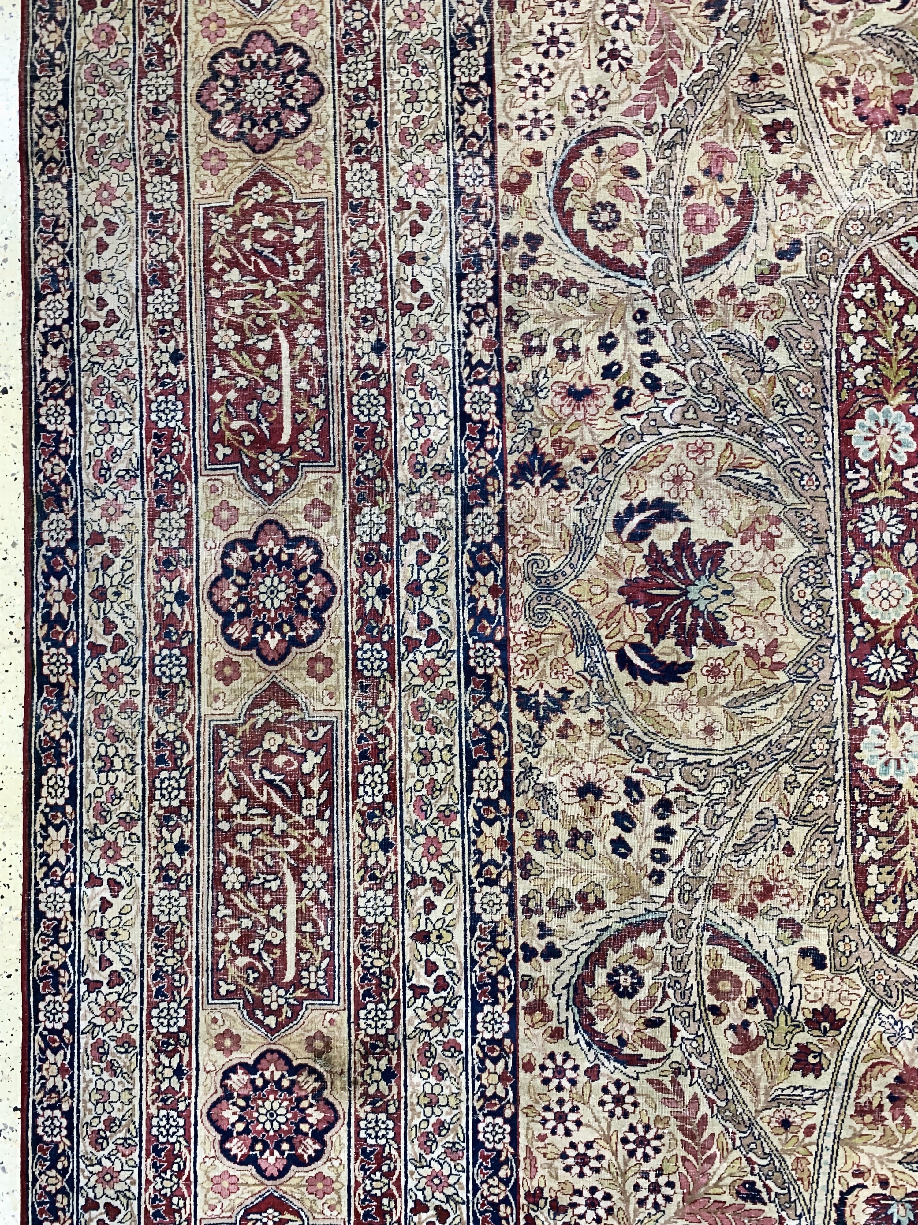 Detail d: Kerman"Lawar"antik, Persien, um 1900, Wolleauf Baumwolle, ca. 481 x 330 cm, EHZ:(gleichmäßig dünn), minimal restauriert