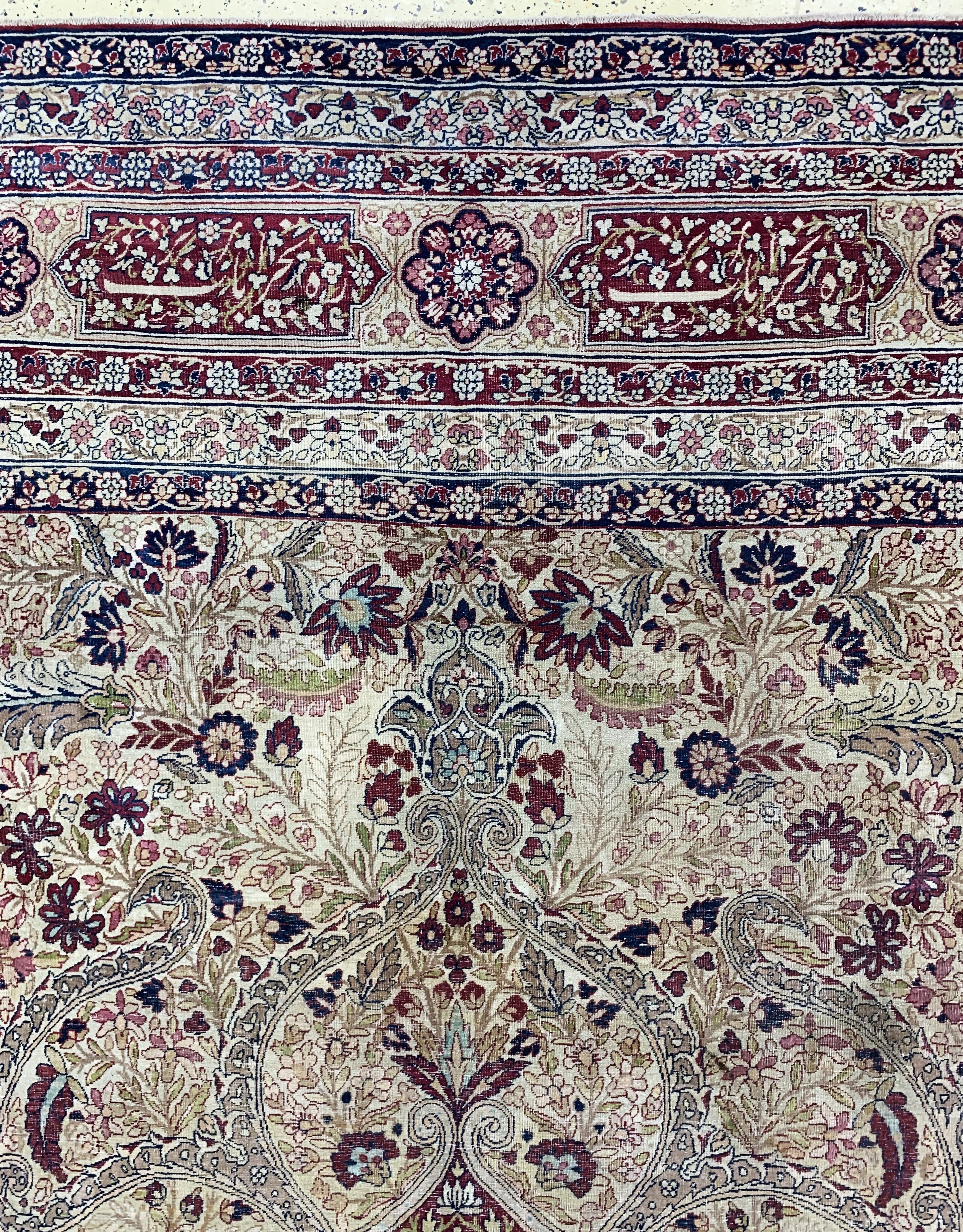 Detail h: Kerman"Lawar"antik, Persien, um 1900, Wolleauf Baumwolle, ca. 481 x 330 cm, EHZ:(gleichmäßig dünn), minimal restauriert