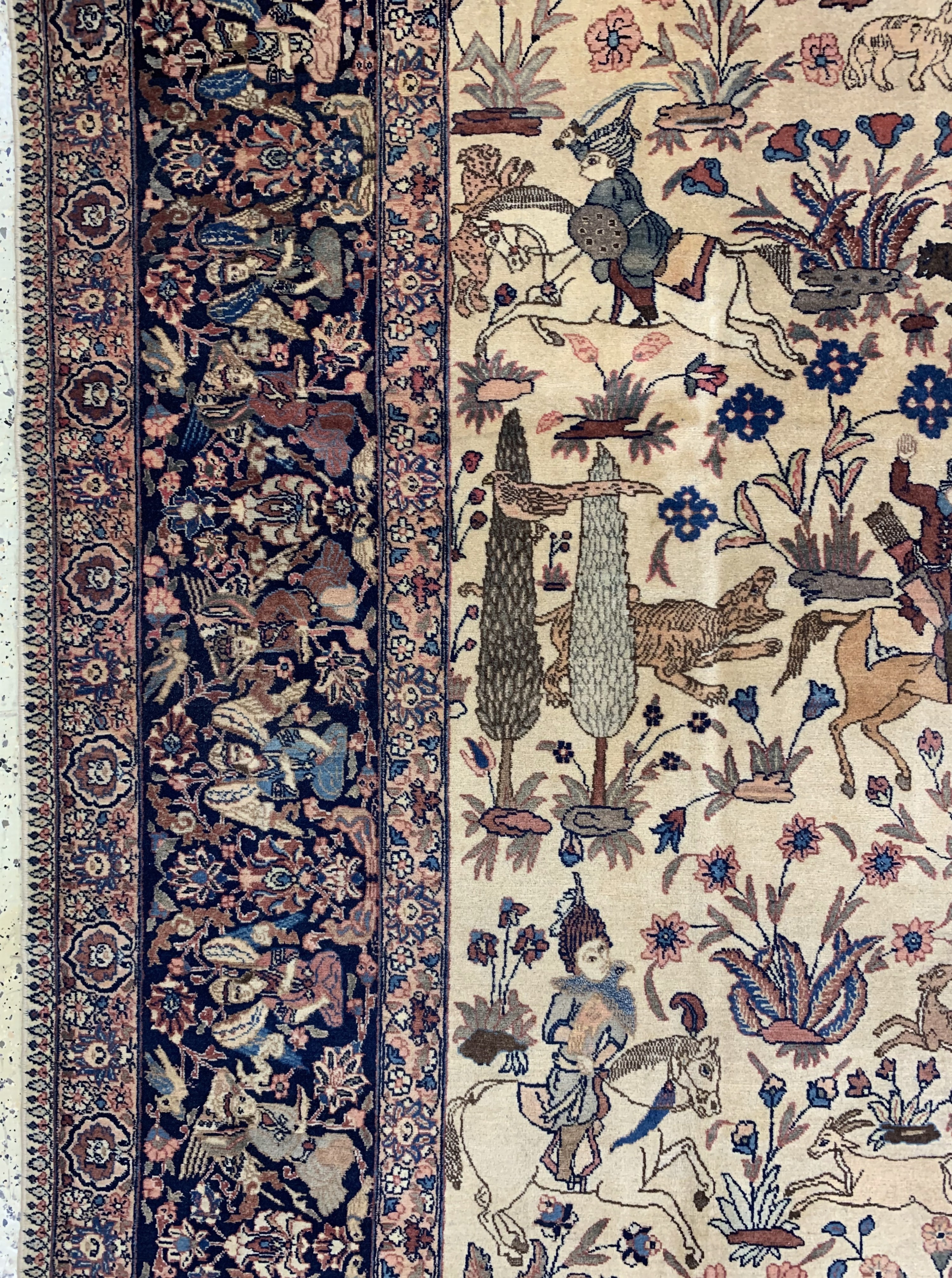 Detail d: Täbriz Kork fein, Persien, um 1920-1930, Korkwolle auf Baumwolle, ca. 455 x 330 cm, EHZ: 1-2, (fachkundig gereinigt)
