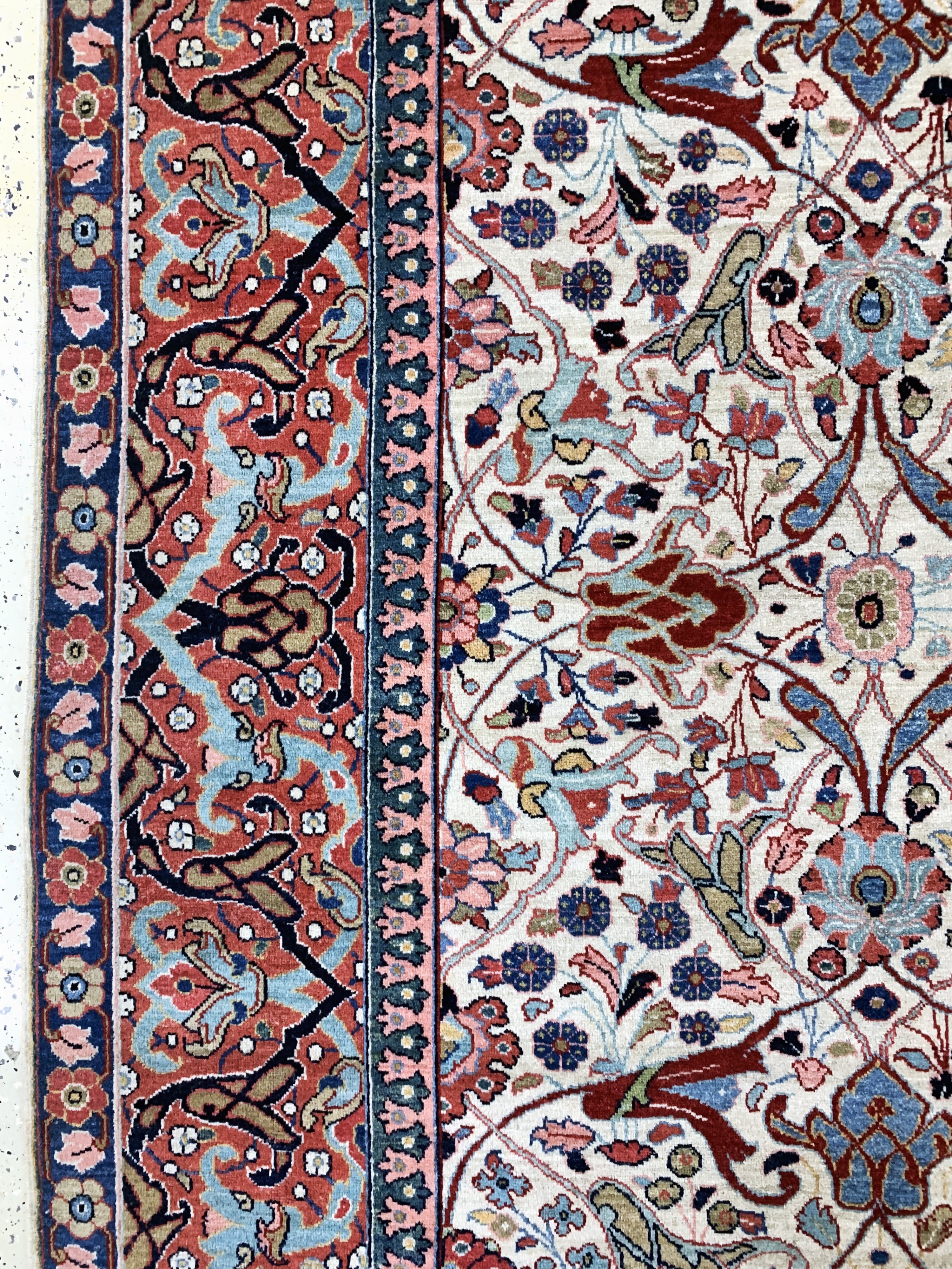 Detail d: Täbriz Kork fein, Persien, um 1920-1930, Korkwolle auf Baumwolle, ca. 338 x 257 cm, EHZ: 1-2, (fachkundig gereinigt)