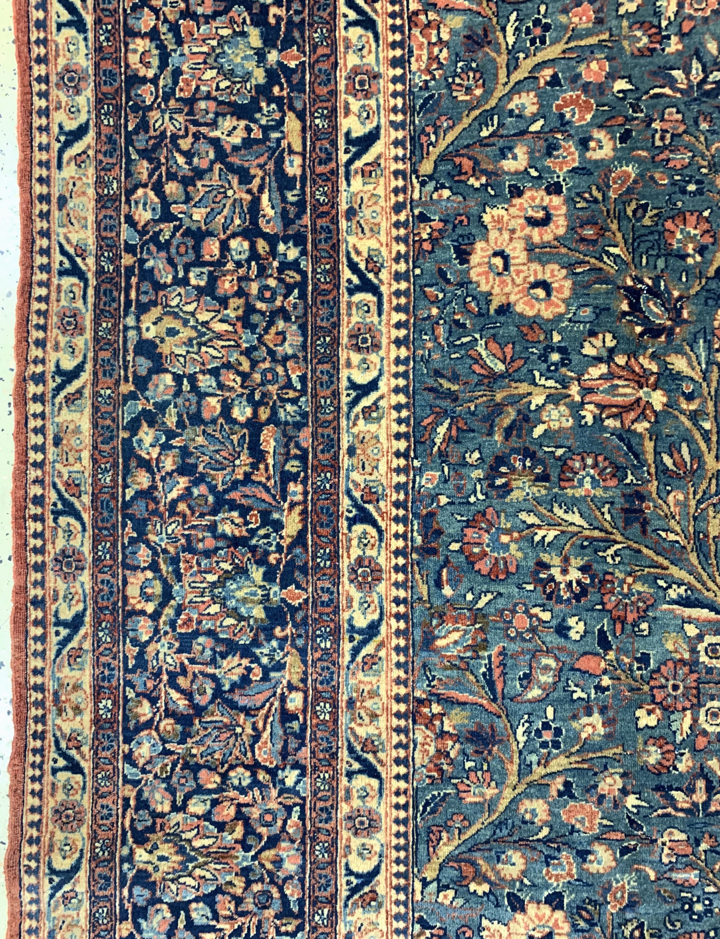 Detail d: Antiker Keschan Kork, Persien, um 1900, Korkwolle auf Baumwolle, ca. 298 x 211 cm, EHZ: 2, (fachkundig gereinigt)
