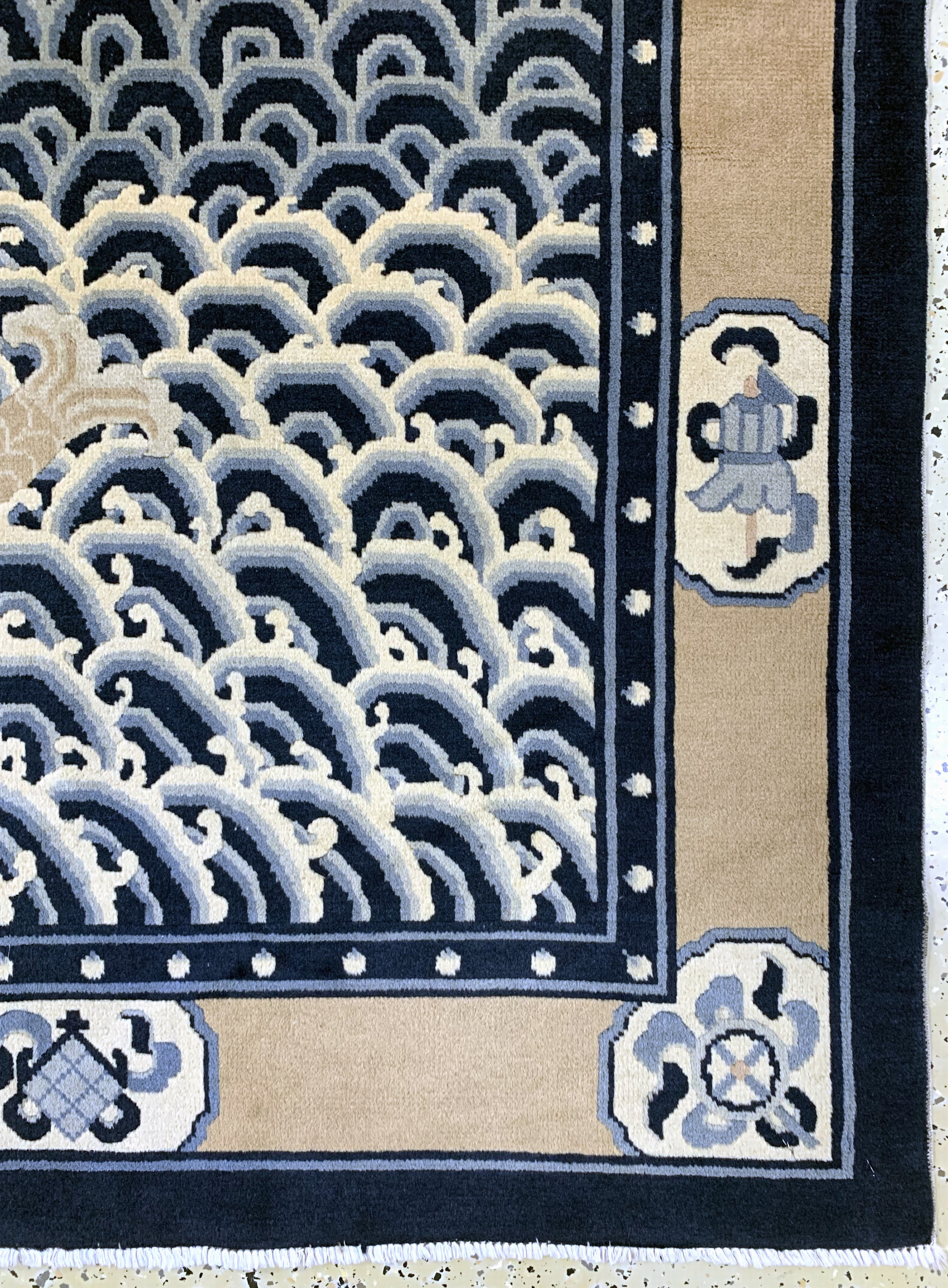 Detail a: Ning-Hsia alt, China, um 1930-1940, Wolle auf Baumwolle, ca. 245 x 167 cm, EHZ: 1-2, (fachkundig gereinigt)