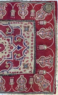 27005801a - ´Rasht-Susani´antik, Persien, 19.Jhd, Seiden/Baumwoll-Metallstickerei, ca. 72 x 60cm, ...